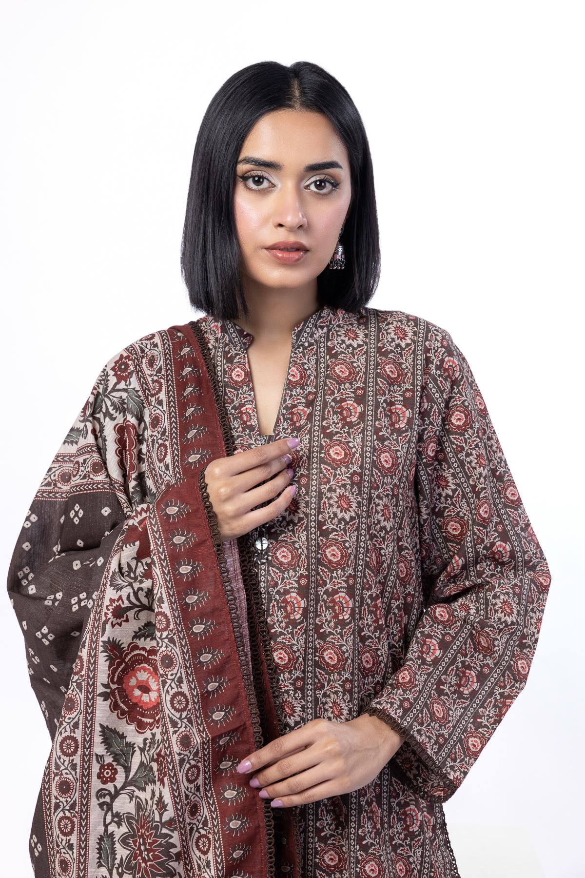 Printed Light Khaddar Fabrics 3 Piece - KW38A-VG