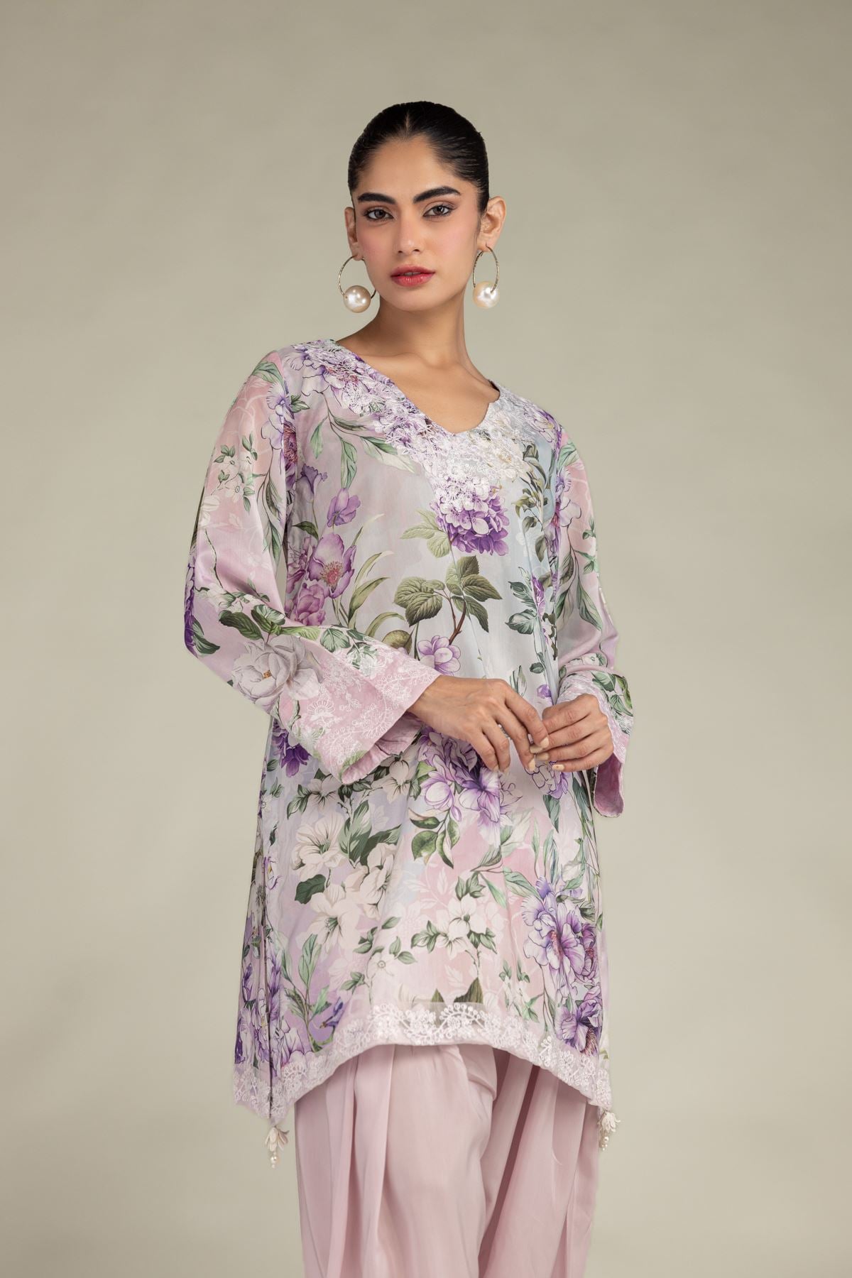 Embroidered Blended Viscose Floral Viscose Kurta - 2-26-308-A-G1-VG