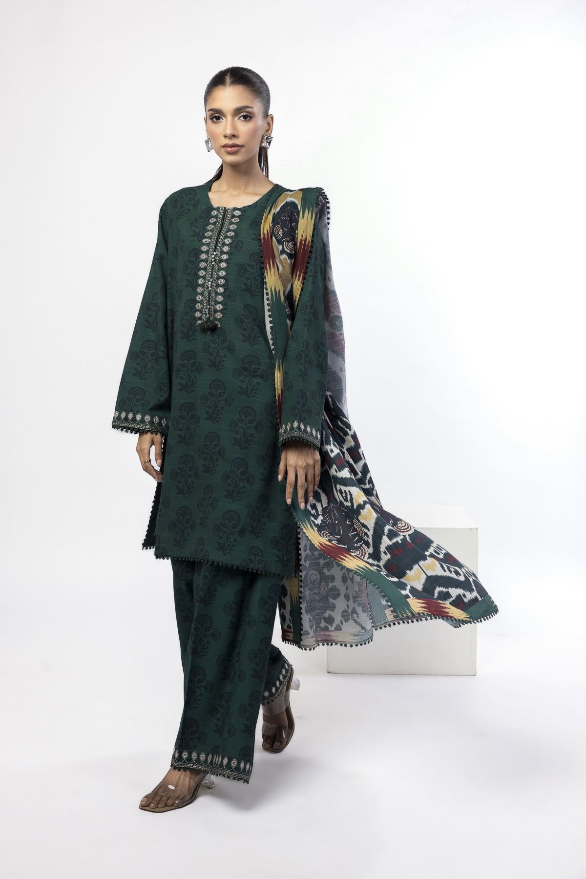 Embroidered Khaddar Tailored 3 Piece - MT15AST-VG