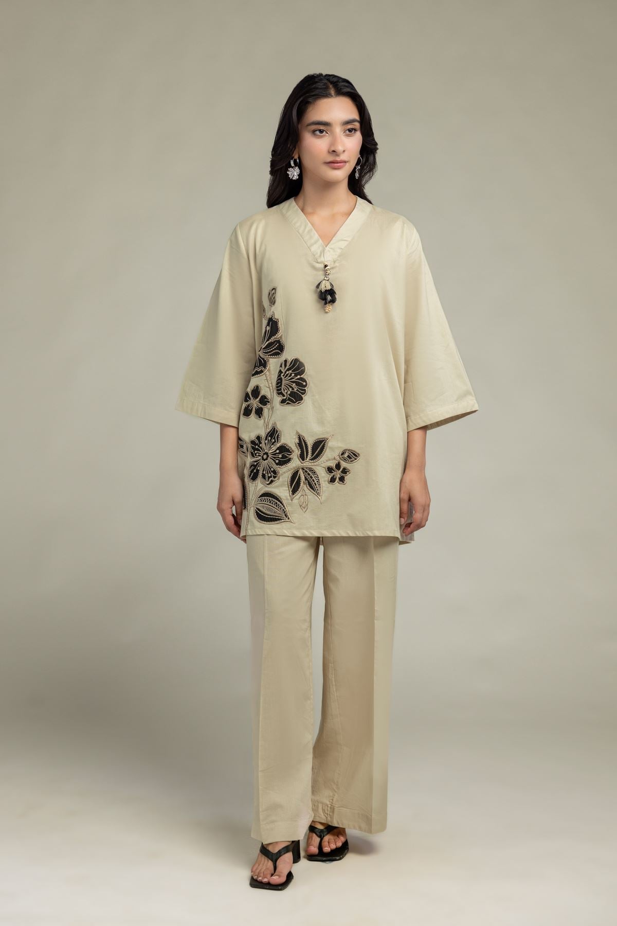 Cambric Solid Beige Pants - 12-26-301-A-E1-VG