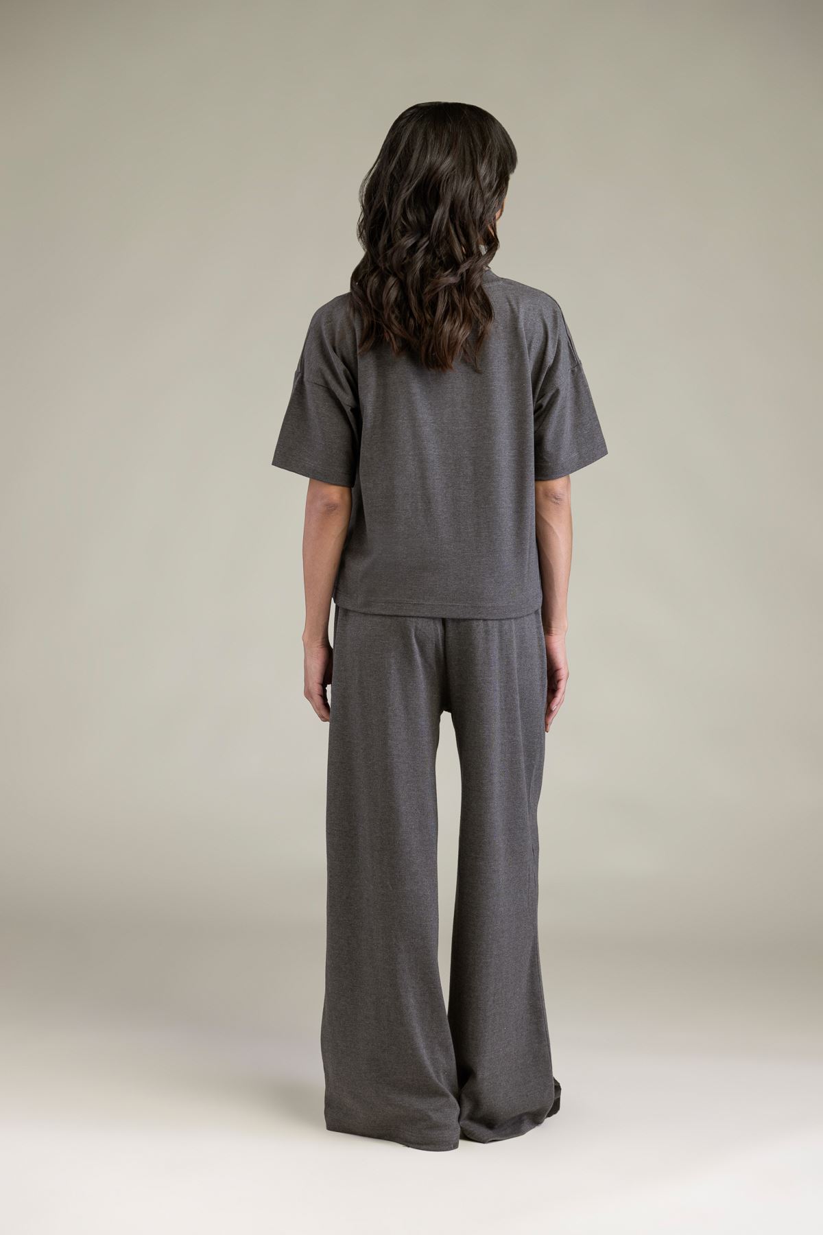 Embroidered Lycra Jersey Gray Round-Neck T-Shirt - 3-26-204-A-H1-VG