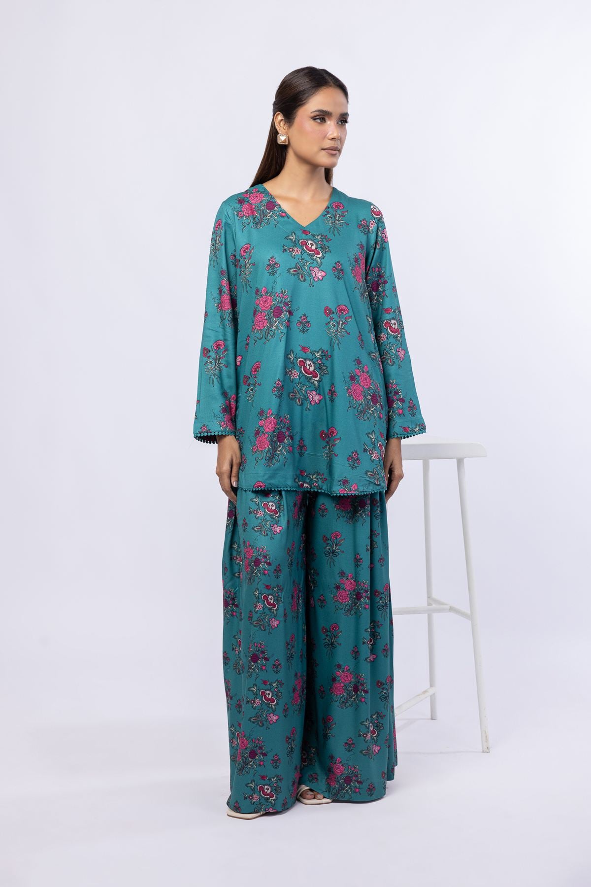 Printed Viscose Crepe Kurta - EST24183T-VG