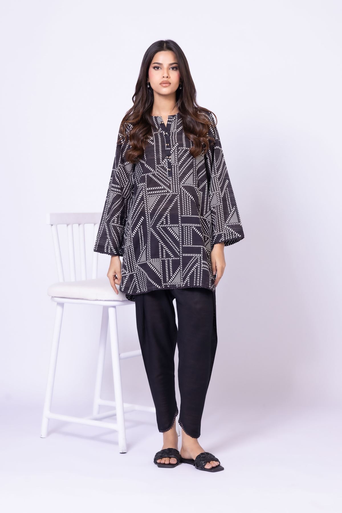 Printed Textured Cotton Kurta - OTD4-EX28-08TA-VG
