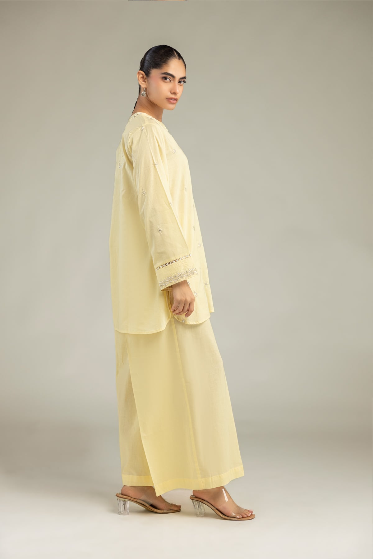 Embroidered Cambric Solid Cambric Pants - 1-26-102-A-F-VG