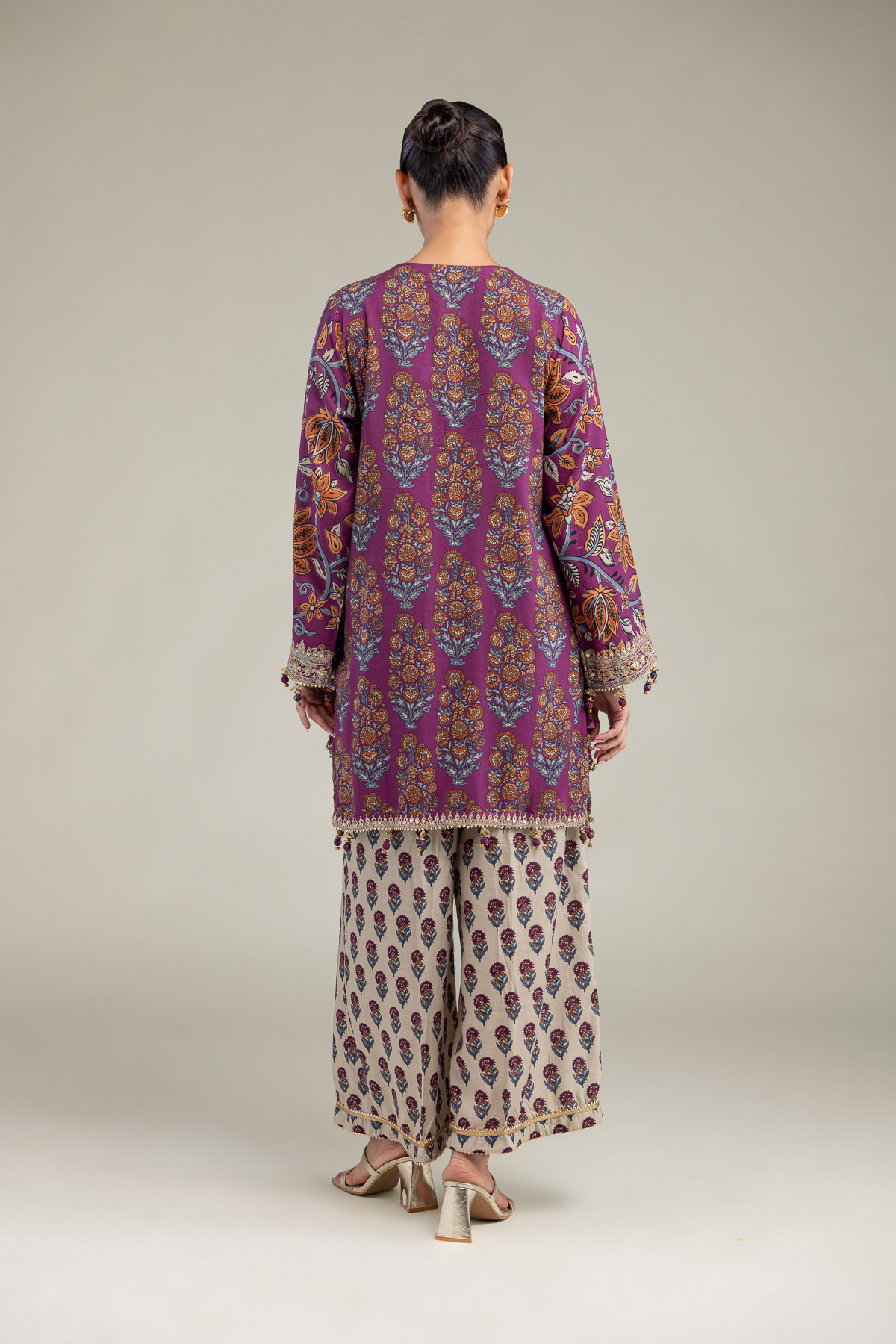 Embroidered Raw Silk Floral Short Kurta - 1-26-102-A-F-VG