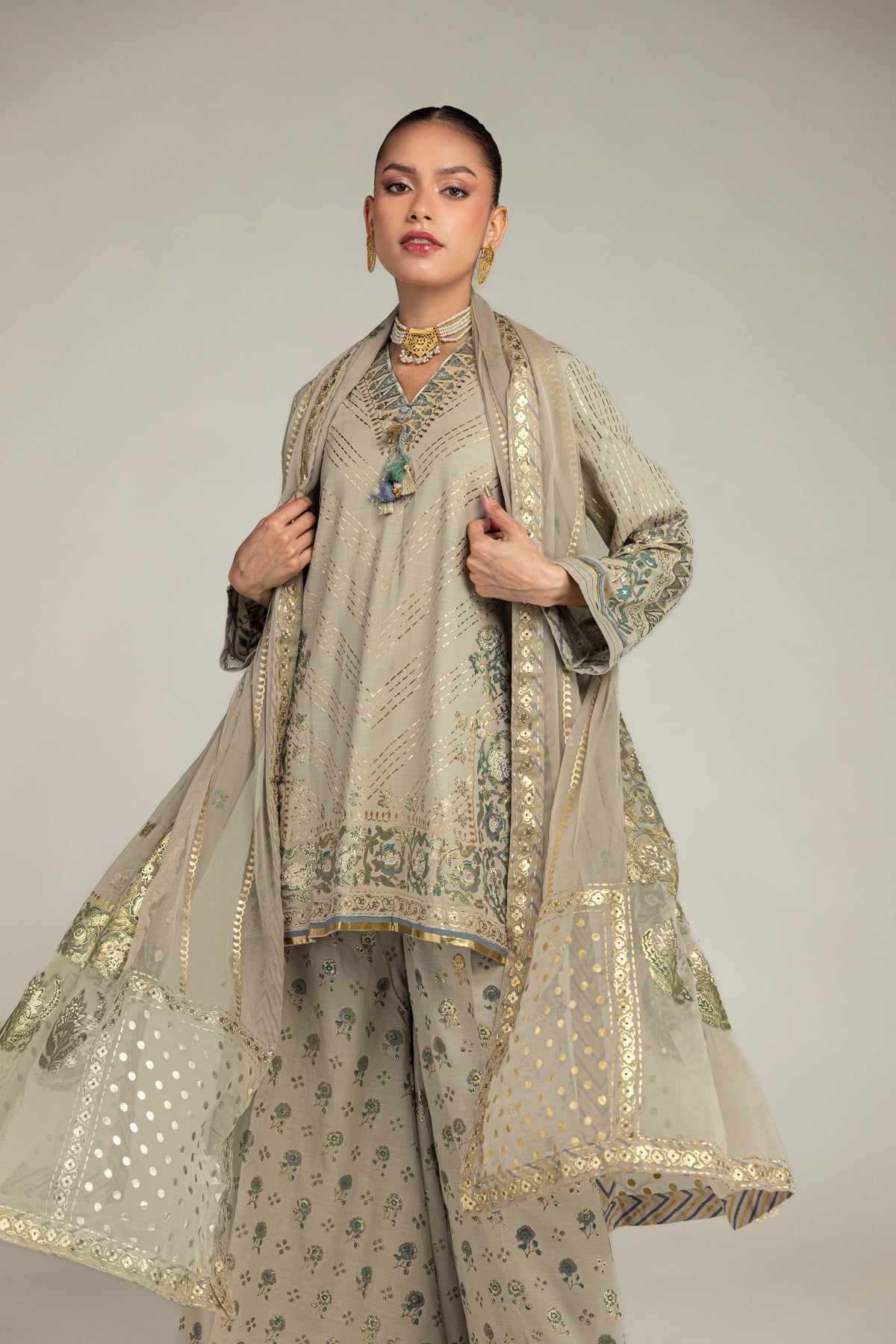 Embroidered Chiffon Dupatta - 12-26-106-F-F-VG