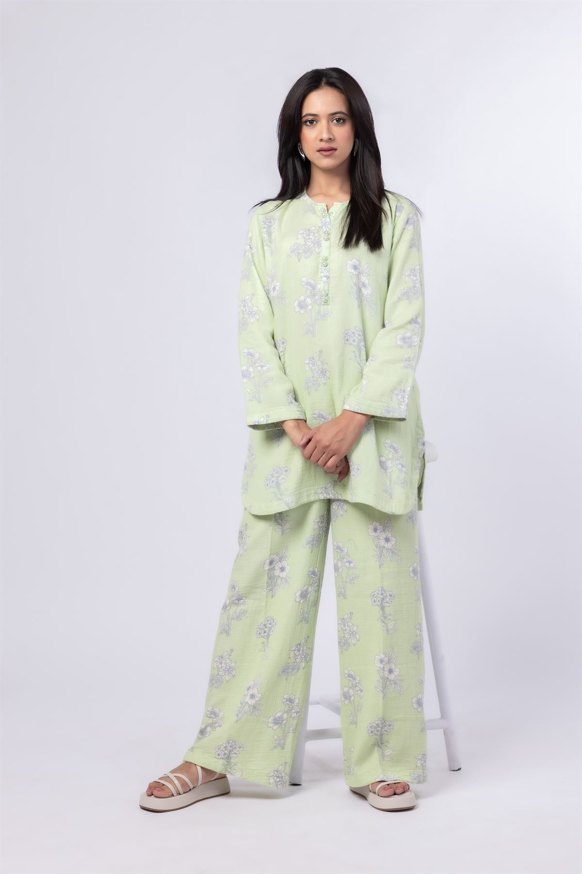 Printed Cheese Cloth Pants - 25-09-9S2-11BA-VG