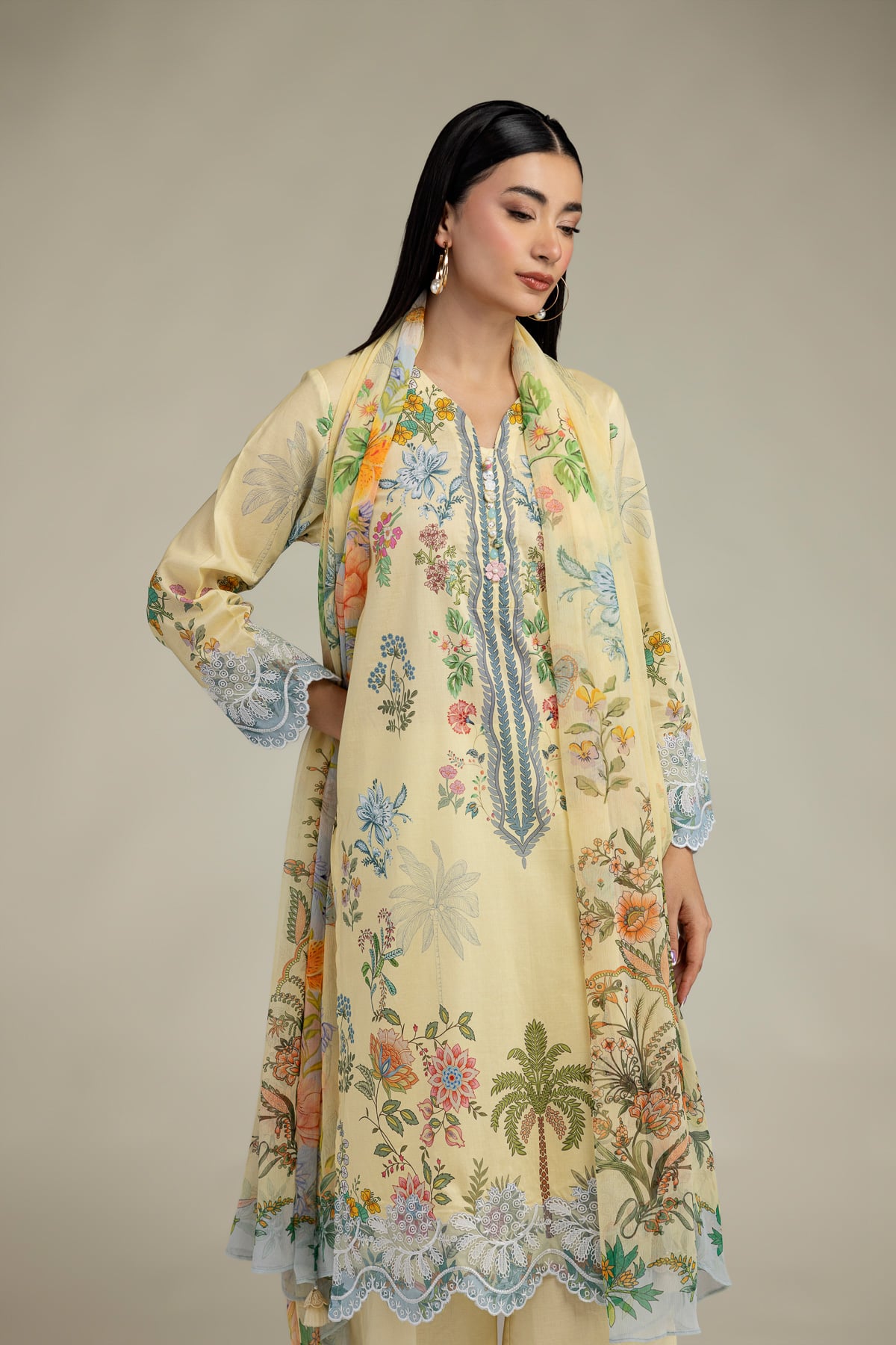 Embroidered Cambric Tailored 3-Piece Cambric - 1-26-303-B-A1-VG