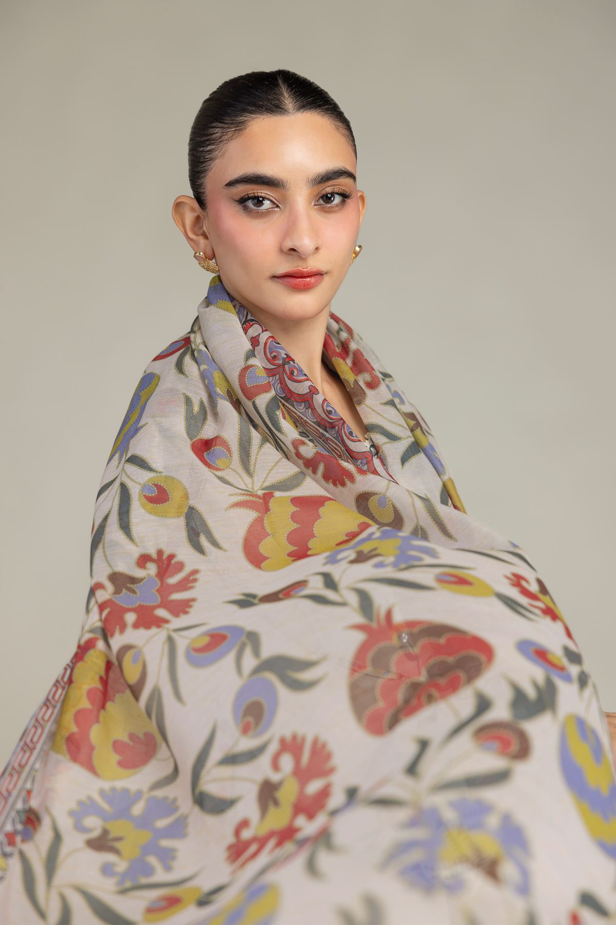 Embroidered Mesuri Floral Mesuri Dupatta - 2-26-210-A-C1-VG
