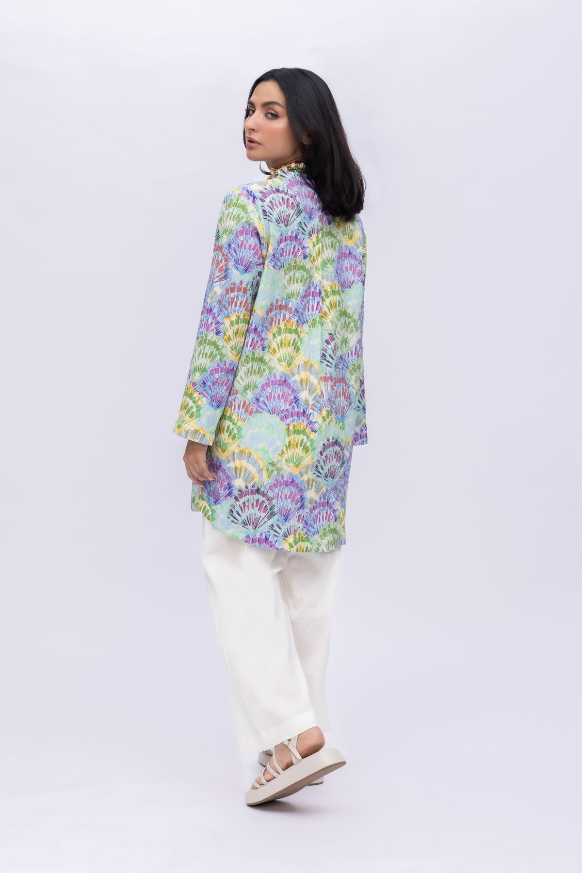 Printed Ripple Crinkle Abstract Cotton Kurta - 1-26-108-A-F-VG