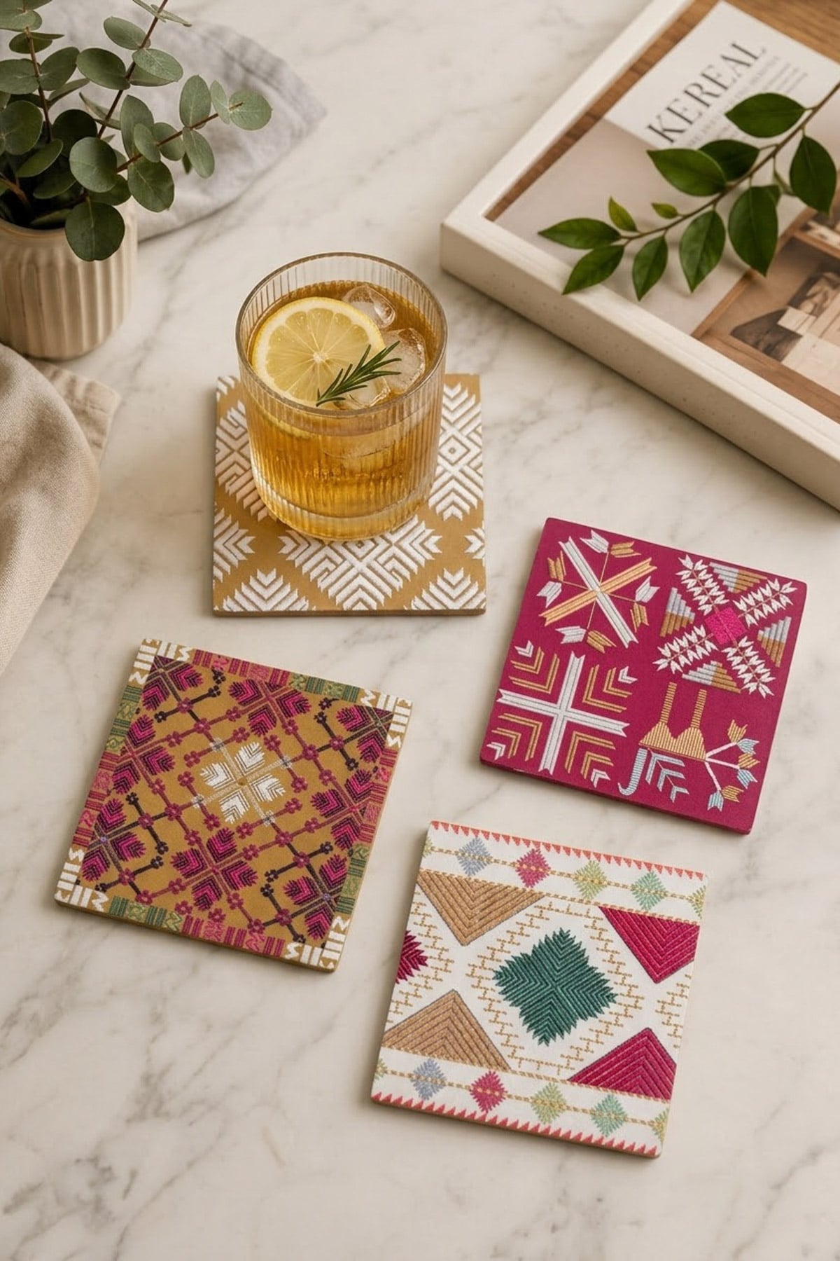Printed Hard Cork Pack of 4 4in Coaster - 2-26-308-A-G1-VG