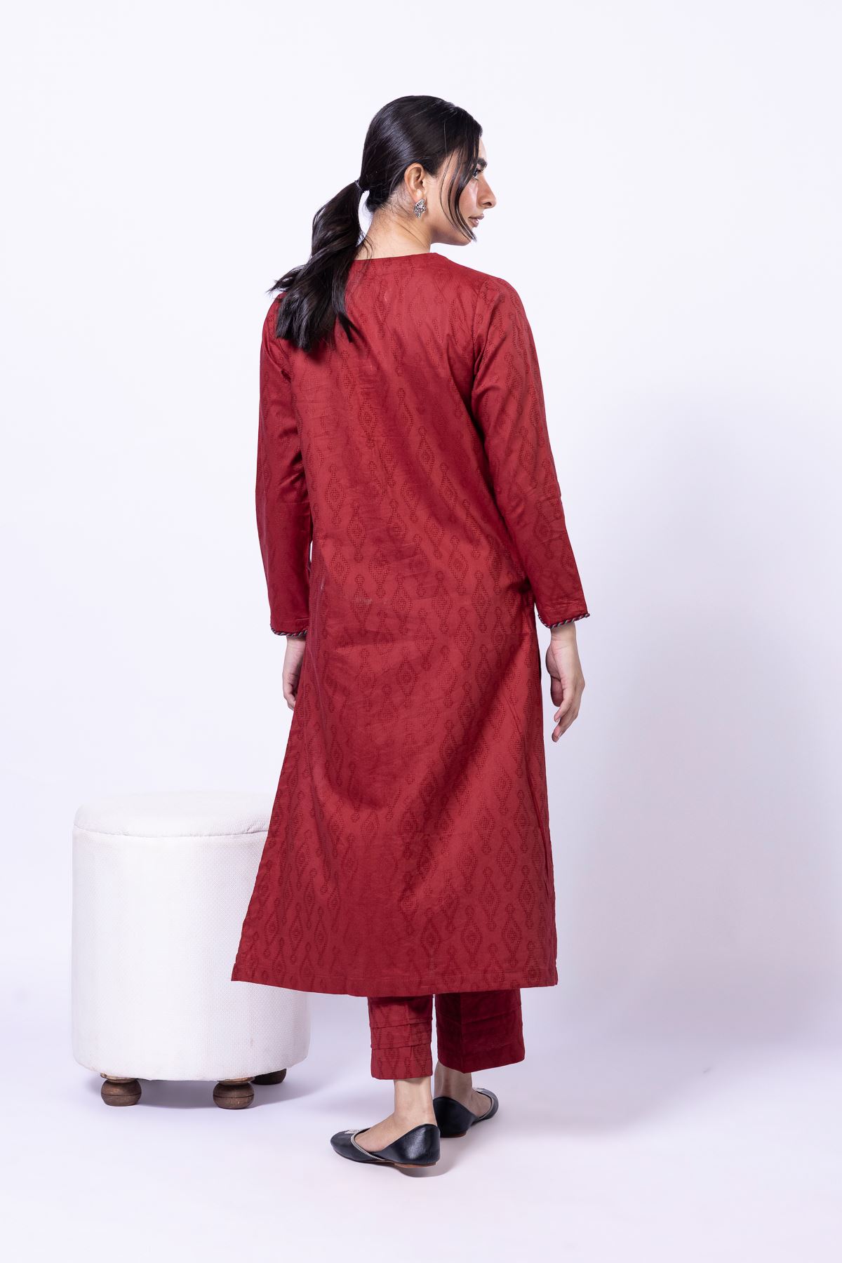Dyed Jacquard Kurta - 25-10-12E6-07TB-VG