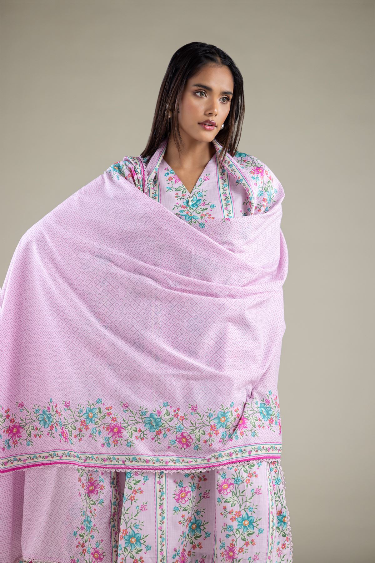 Embroidered Textured Lawn Dupatta - 1-26-123-A-A-VG