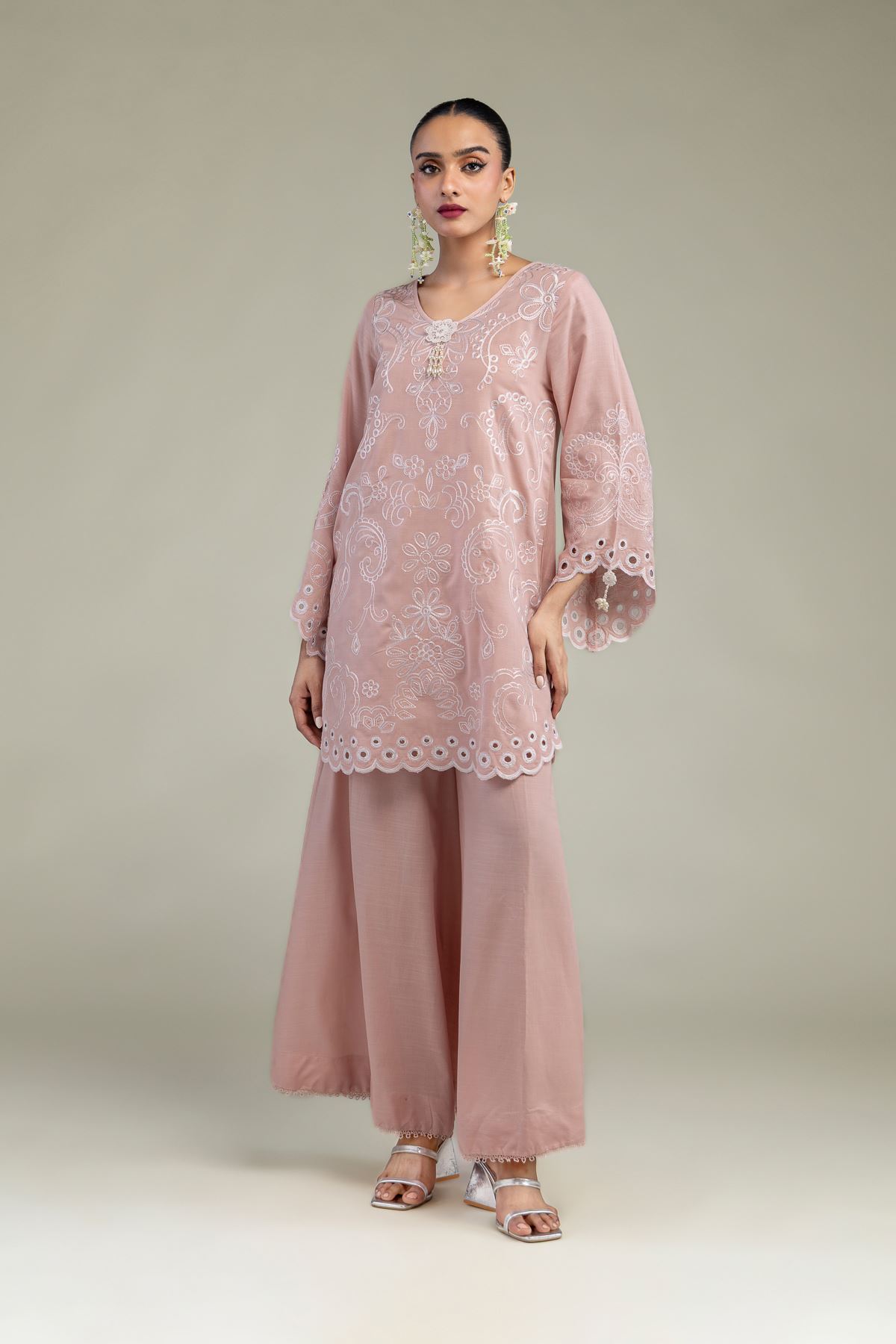 Embroidered Raw Silk Floral Silk Kurta - 1-26-102-A-F-VG