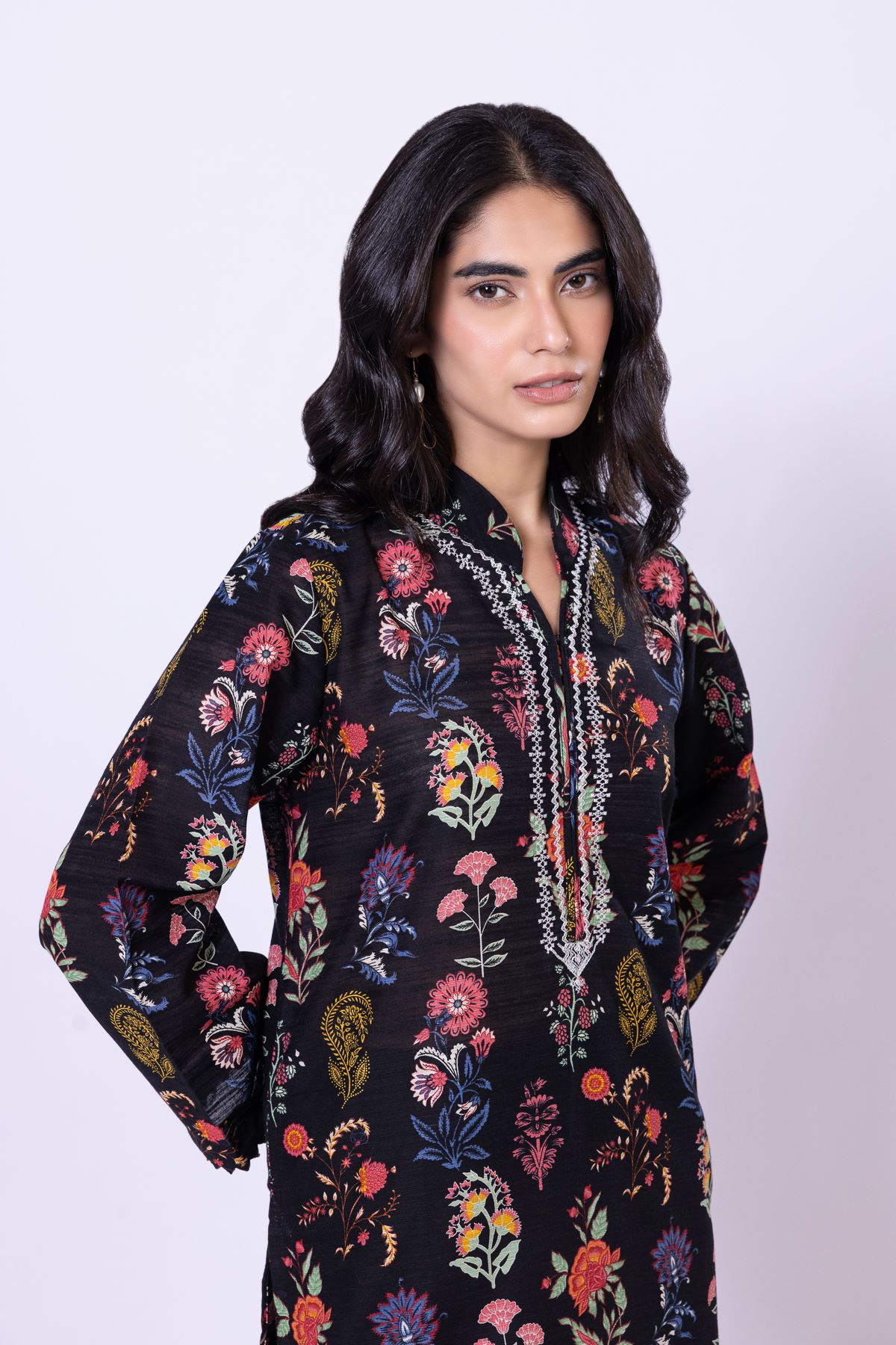 Embroidered Textured Cotton Kurta - 25-10-11E4-06TA-VG