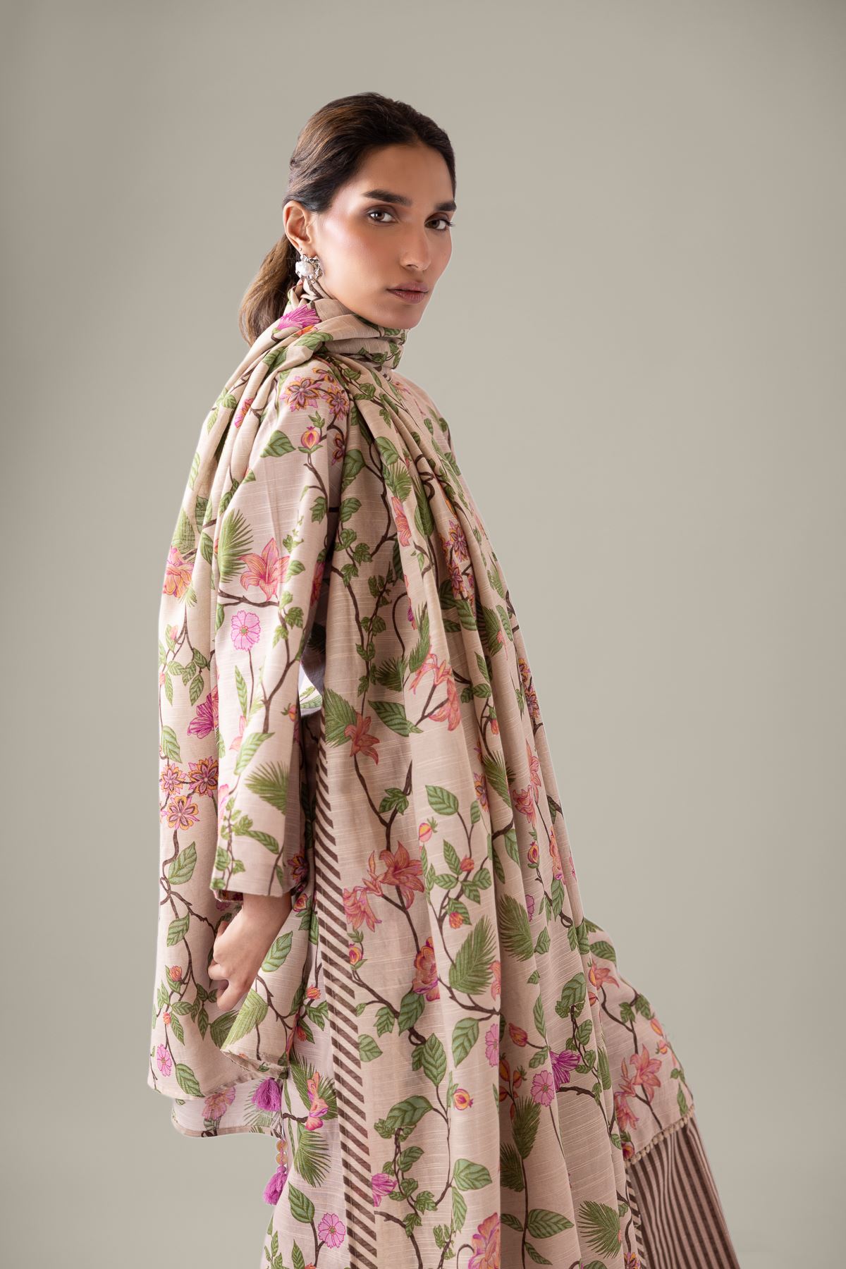 Printed Textured Cotton Dupatta - 25-09-11E13-07TA-VG