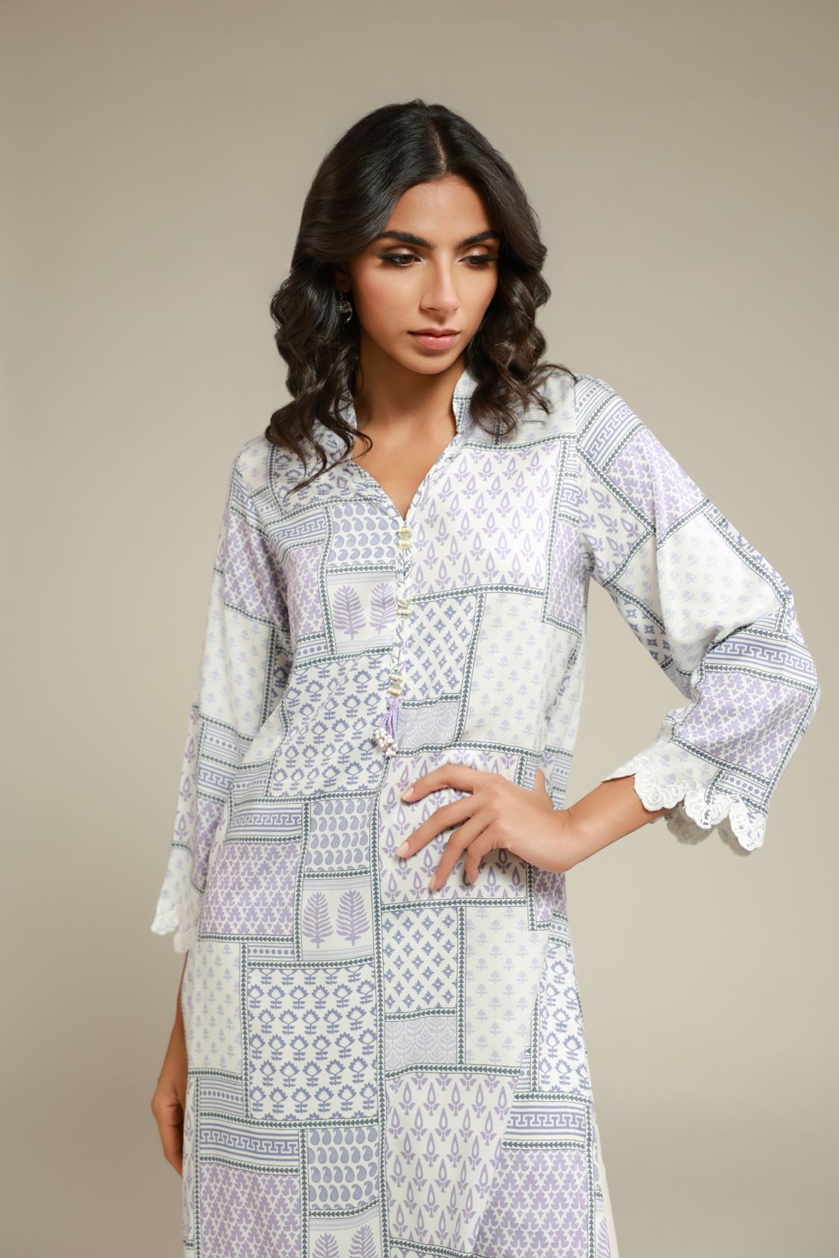 Embroidered Viscose Kurta - 1-26-102-A-E-VG