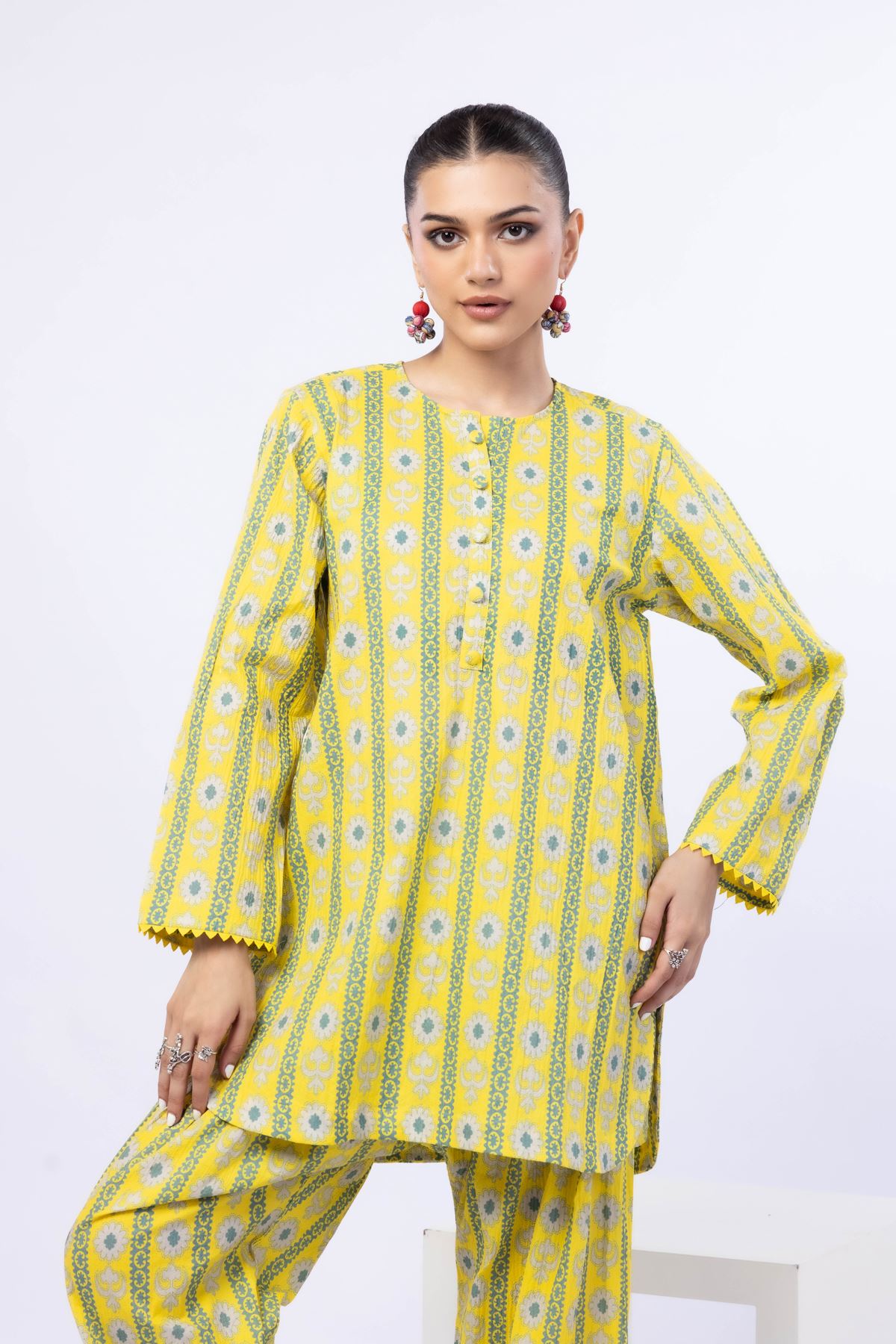 Printed Ripple Crinkle Kurta - 25-W02iB-02TA-VG