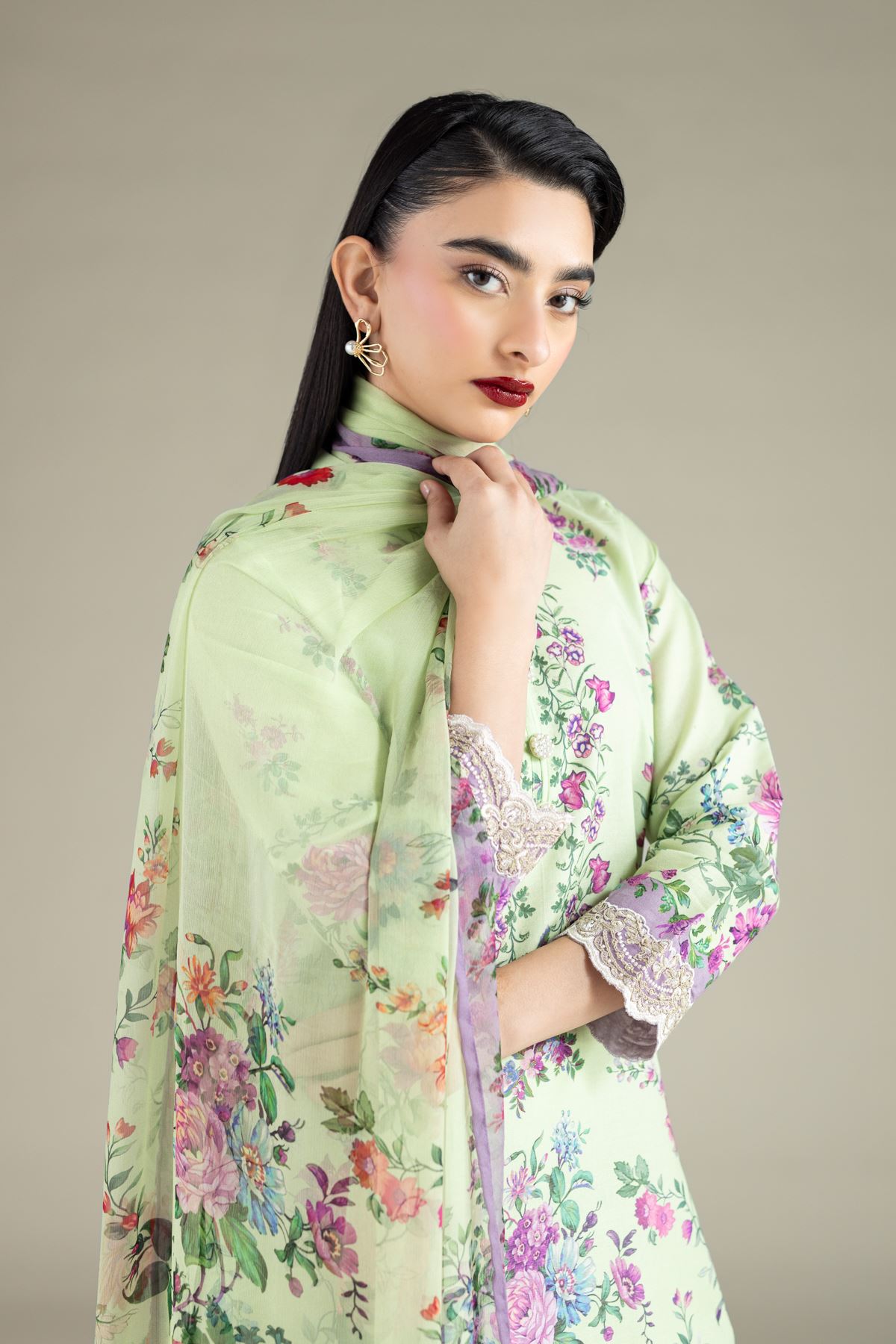 Printed Chiffon Dupatta - 1-26-114-A-F-VG