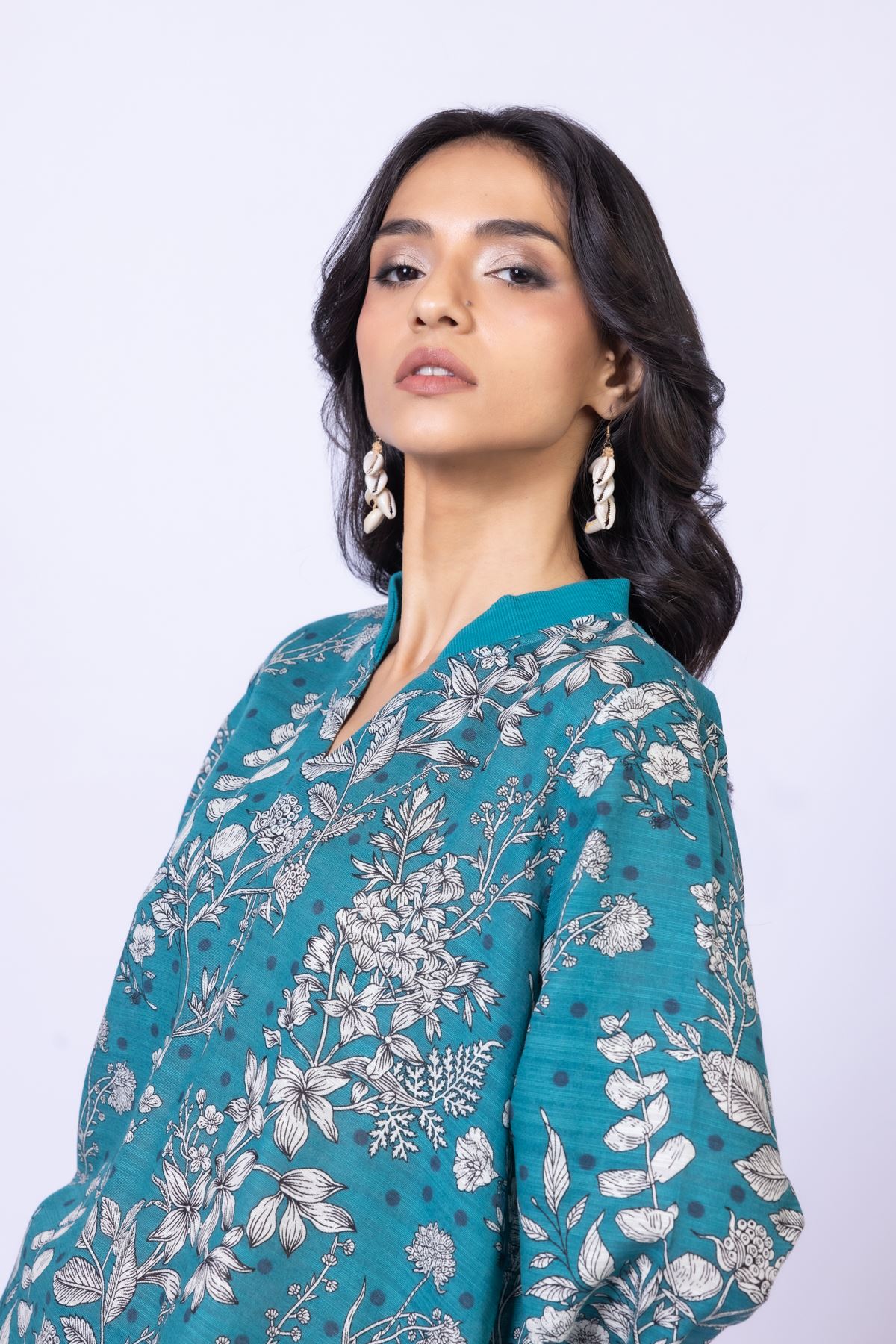 Printed Textured Cotton Kurta - 25-10-11E1-07TA-VG