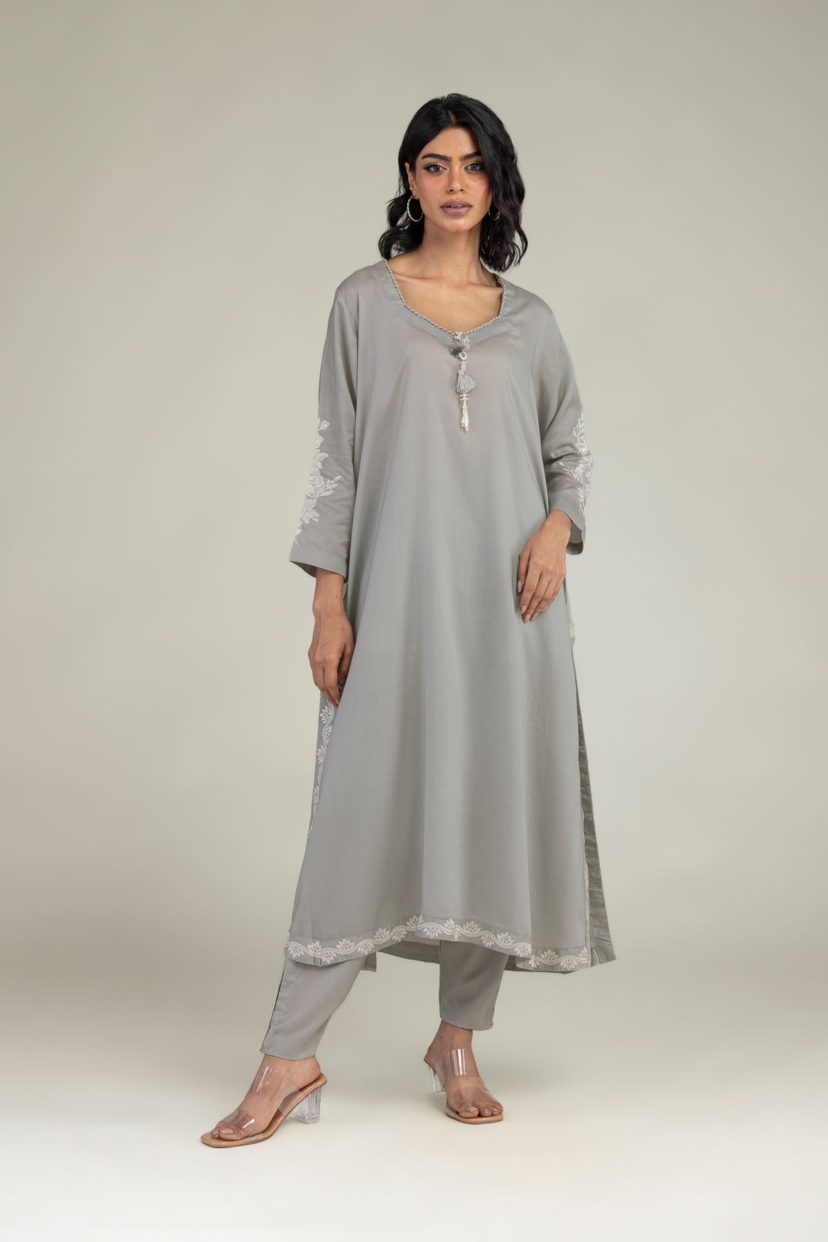 Embroidered Lyocell Gray Shalwar - 8-26-208-A-E1-VG