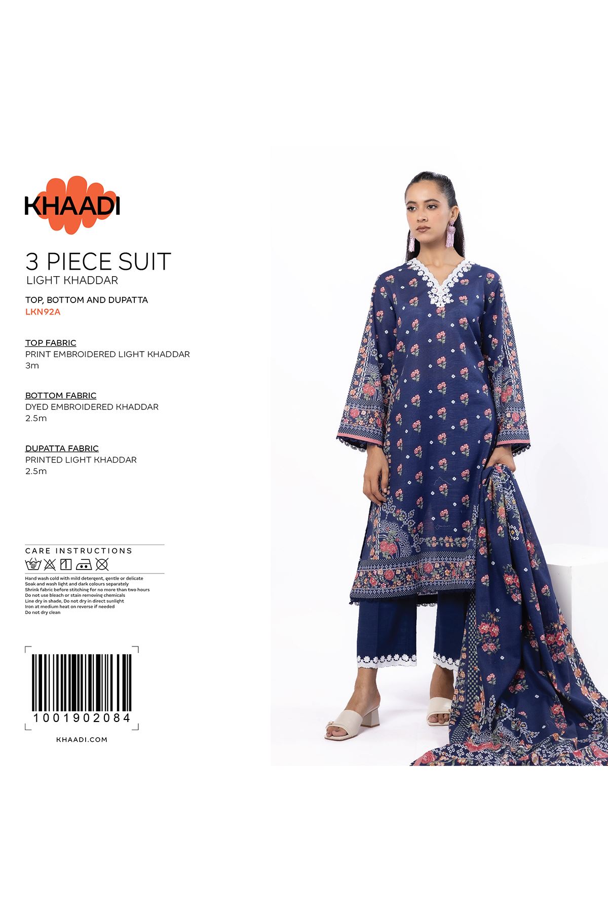 Embroidered Light Khaddar Fabrics 3 Piece - KW33B-VG