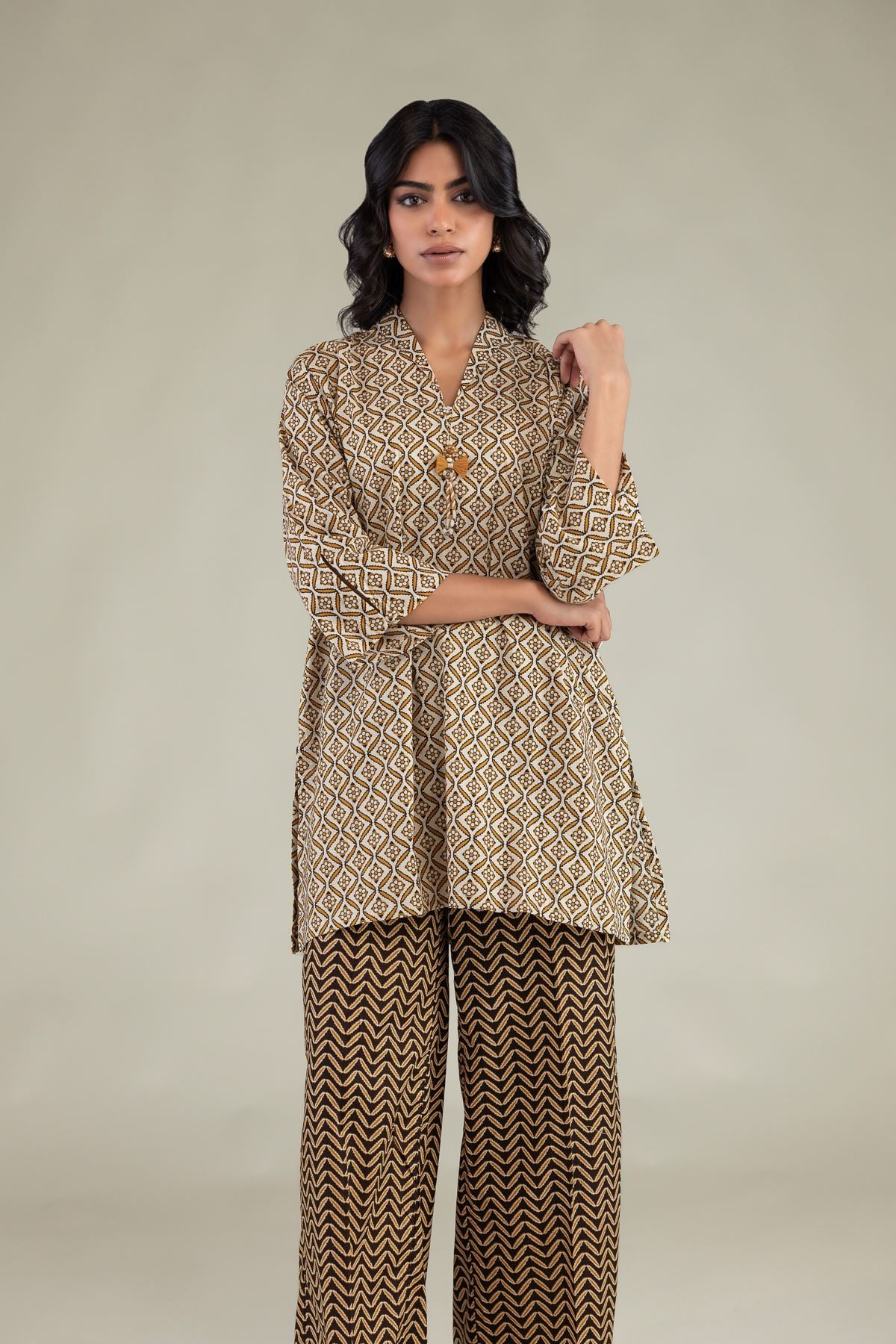 Printed Cambric Short Cambric Kurta - 8-26-303-A-C1-VG
