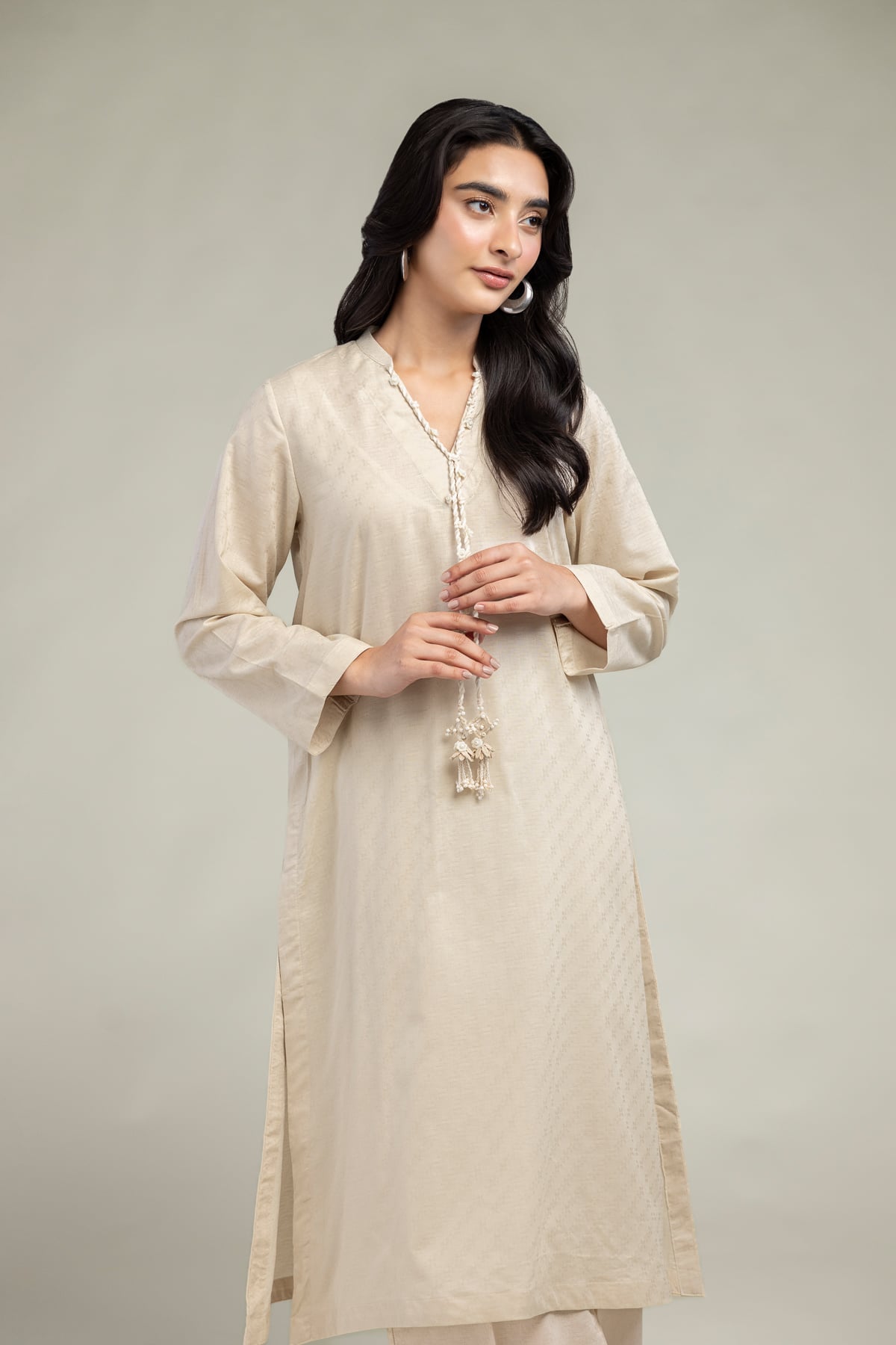 Dyed Cotton Dobby Longline Cotton  Kurta - 1-26-244-A-D1-VG