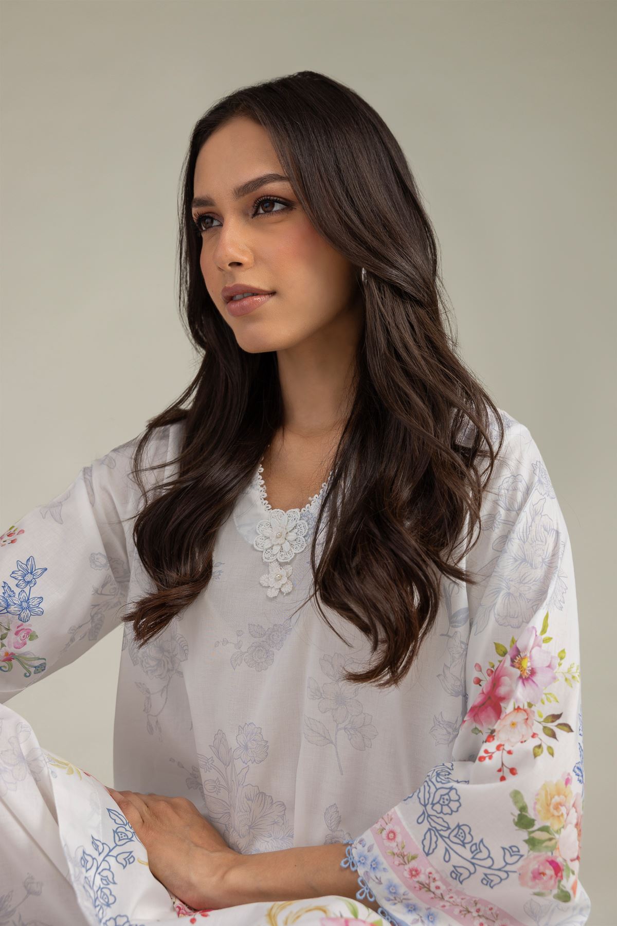 Printed Cambric Floral Cambric Kurta - 1-26-252-B-B2-VG
