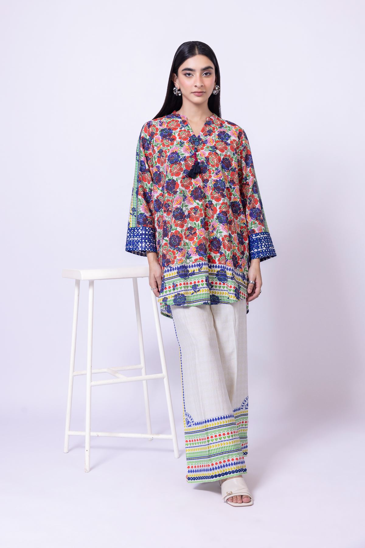 Embroidered Raw Silk Pants - 25-10-10S6-01TB-VG