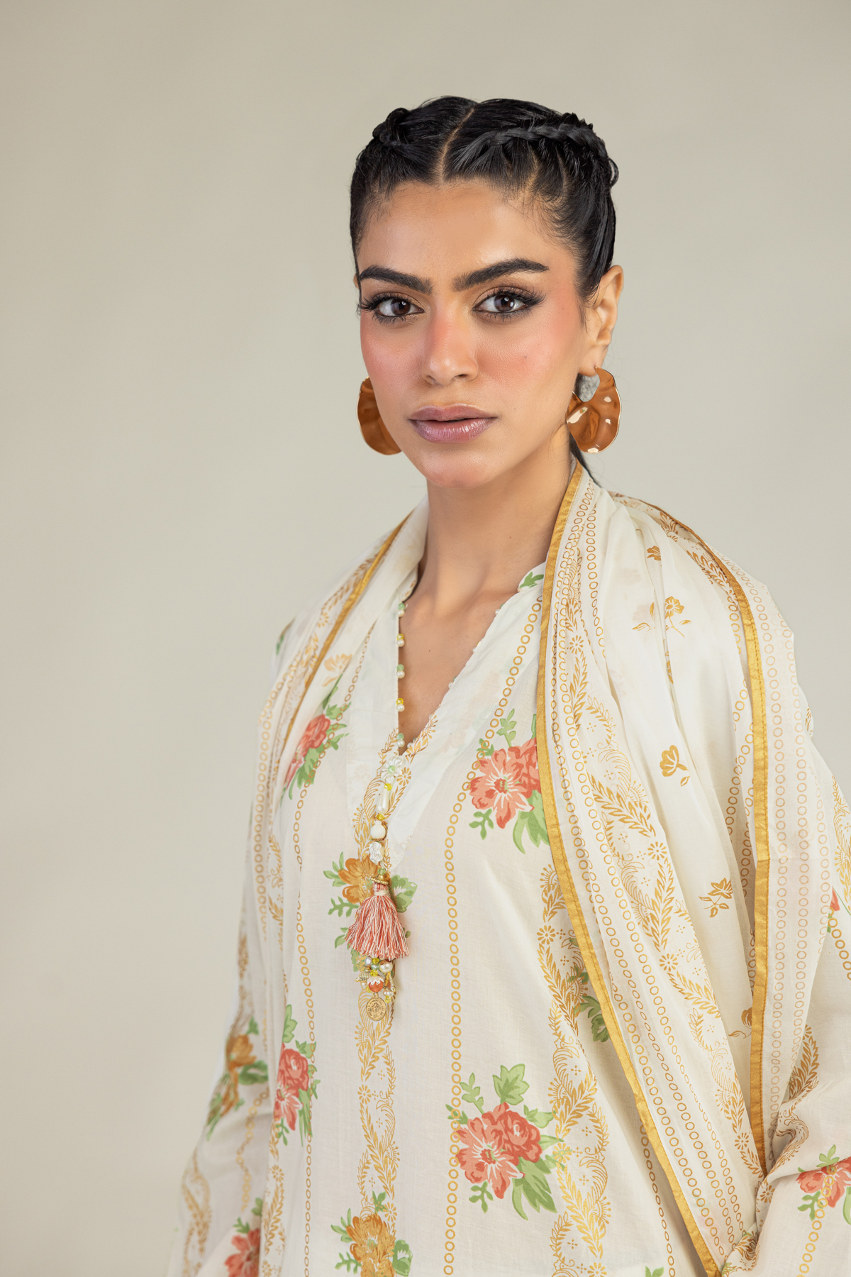 Printed Lawn Floral Lawn Dupatta - 25-10-12E5-12TA-VG