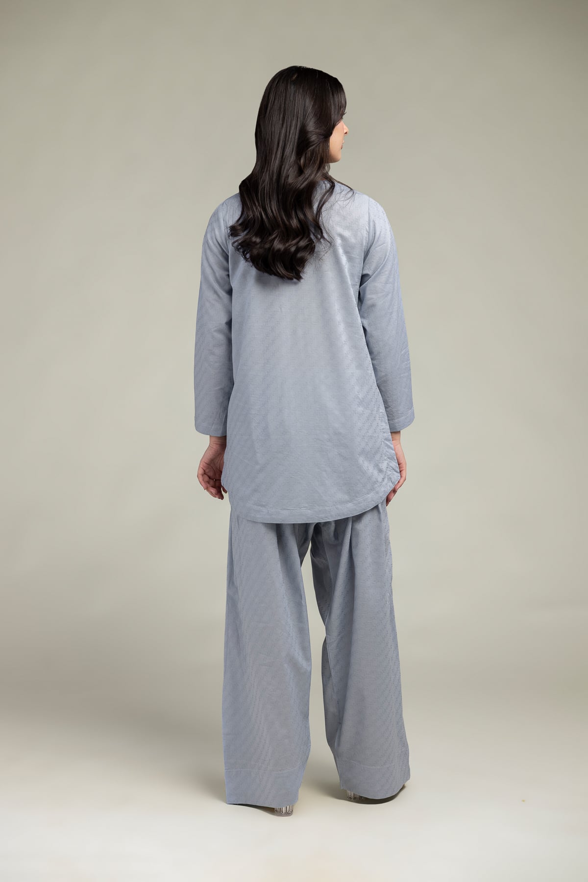 Dyed Cotton Dobby V-Neck Cotton Kurta - 1-26-244-A-D1-VG