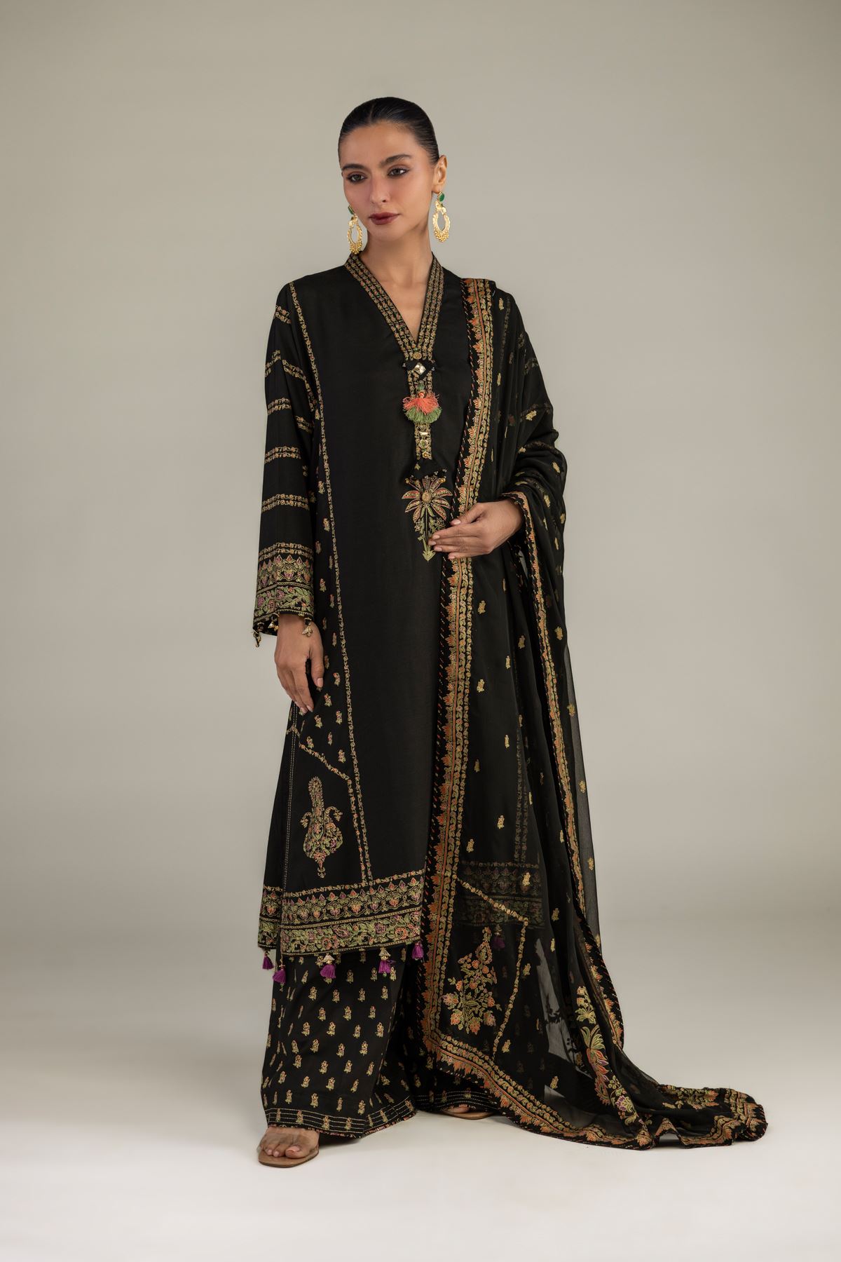 Raw Silk Black Silk Pants - 12-26-202-C-D1-VG