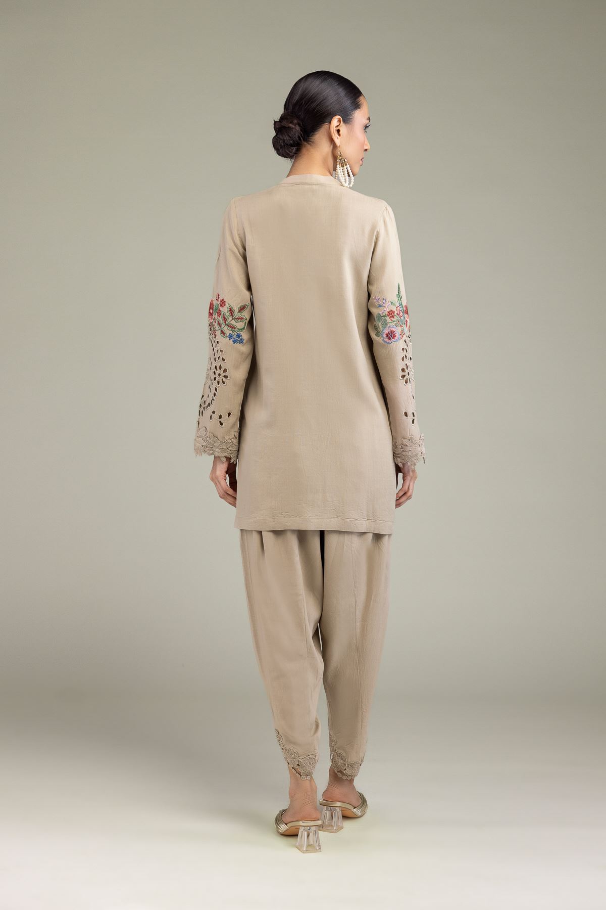 Embroidered Raw Silk Floral Silk Kurta - 1-26-131-A-B-VG