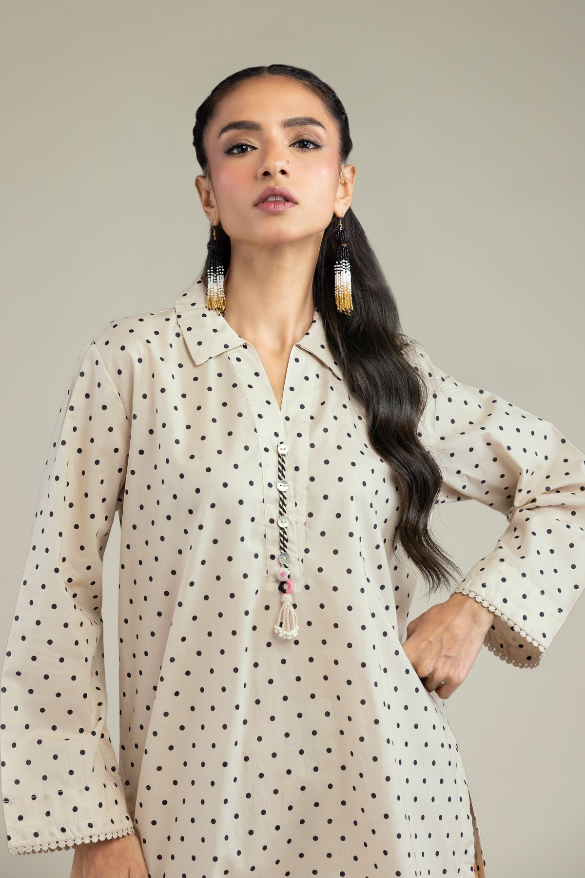 Printed Cambric Cambric V-Neck Kurta - 25-10-11E1-01TB-VG