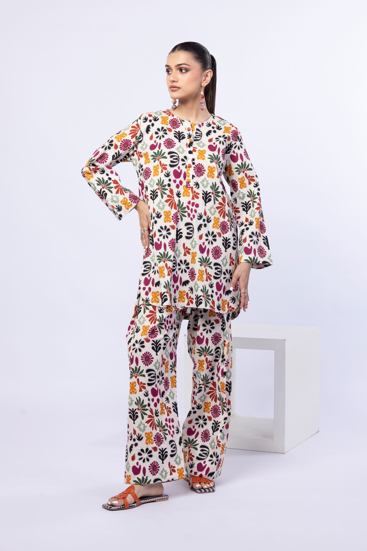 Printed Ripple Crinkle Pants - 25-04E48-07TA-VG