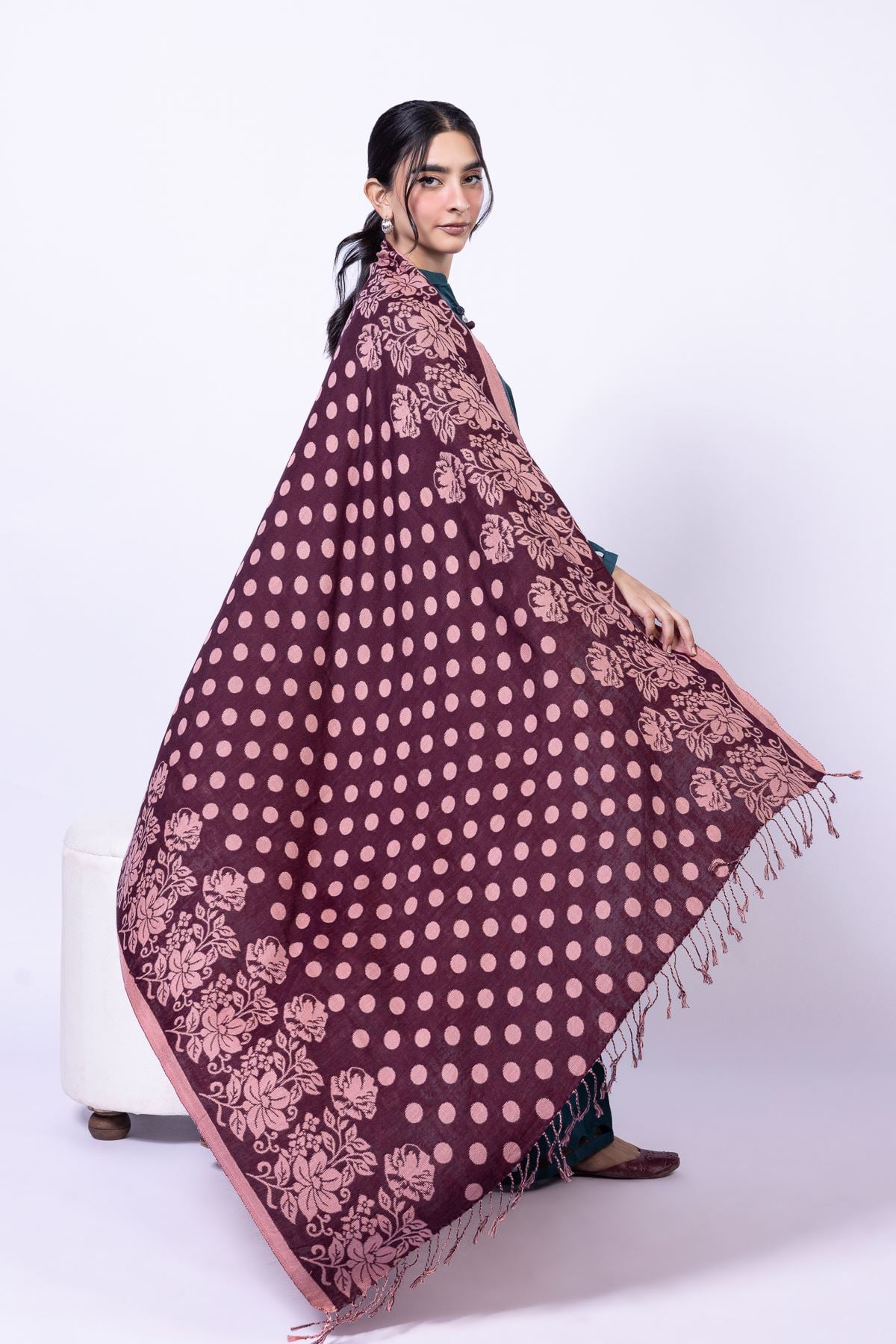 Dyed Acrylic Jacquard Shawl - 25-09-12E2-08TA-VG
