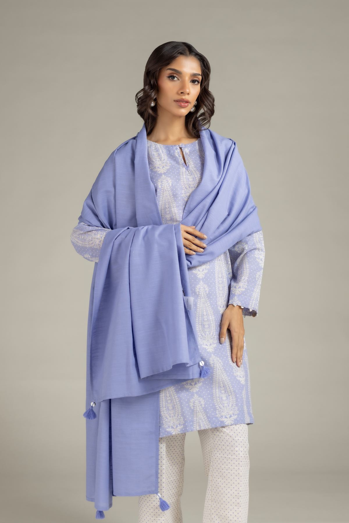 Dyed Textured Cotton Dupatta - OTD4-EX22-10TA-VG