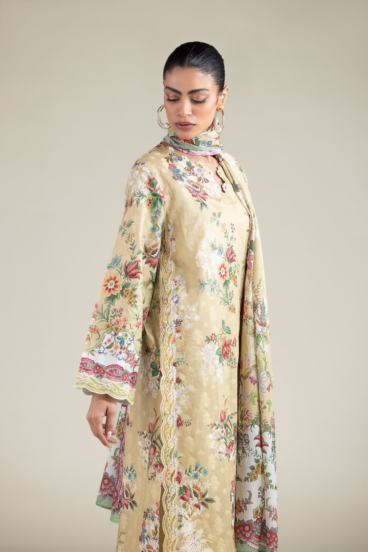Embroidered Broshia Fabrics 3 Piece - 1-26-102-A-F-VG
