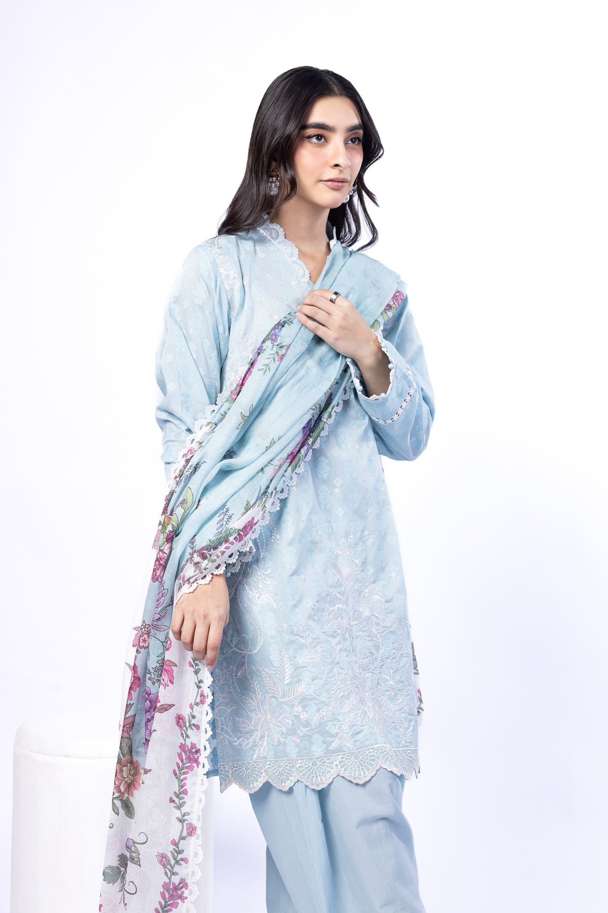 Embroidered Broshia Tailored 3 Piece - T-A22-26-113FG2-VG