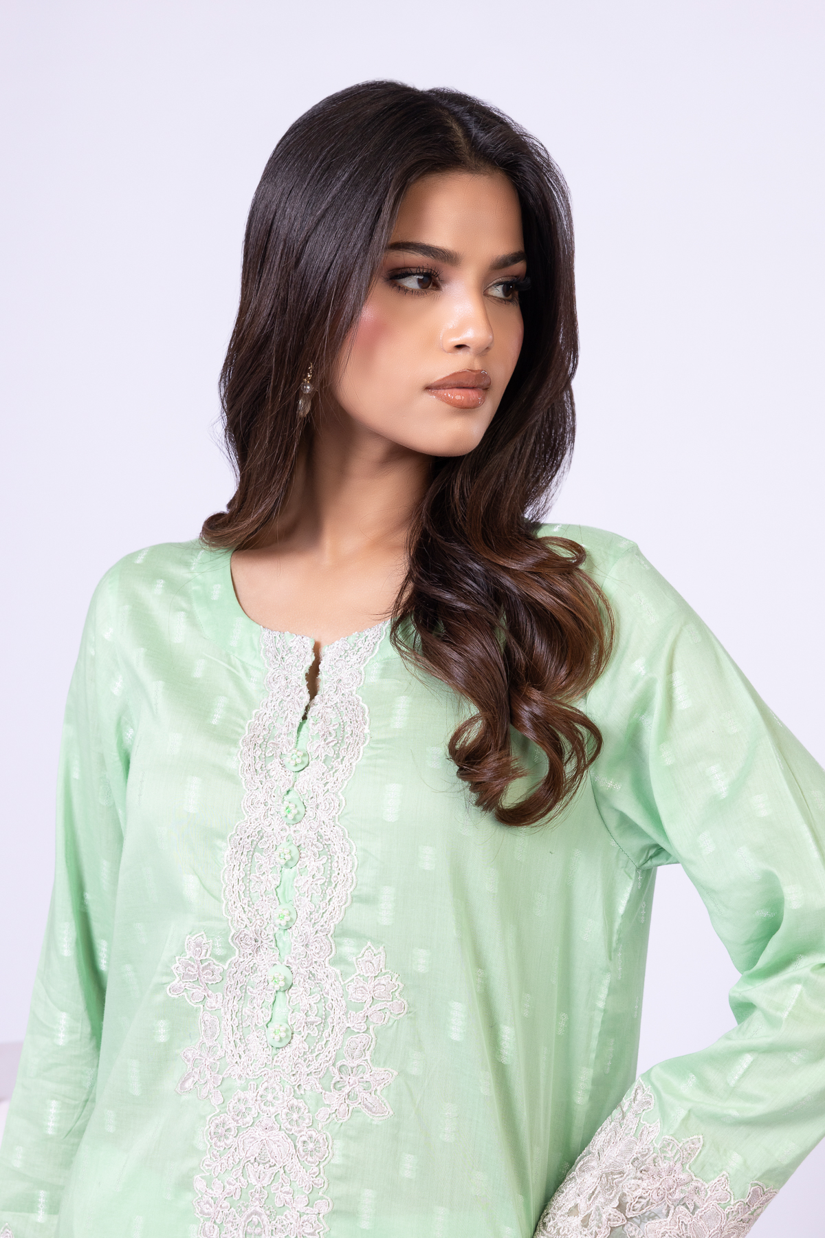 Embroidered Jacquard Kurta - 25-04E48-01TB-VG