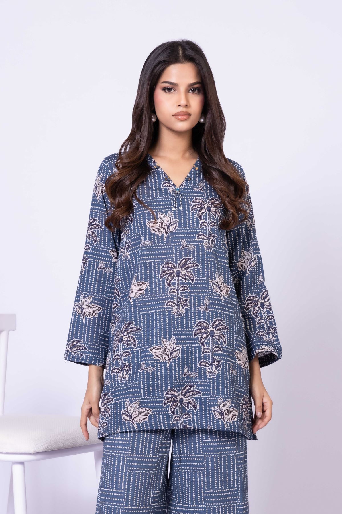 Printed Khaddar Kurta - 25-10-10S4-02TA-VG