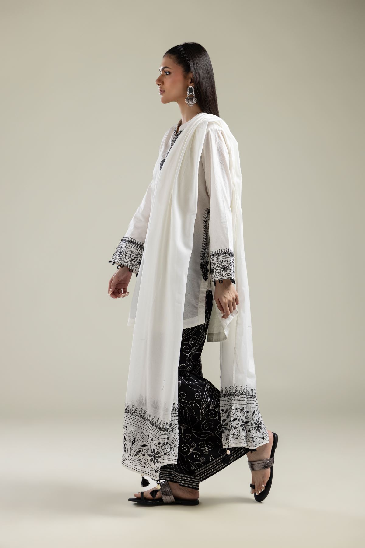 Embroidered Lawn Floral Lawn Dupatta - 25-09-10E4-10TA-VG