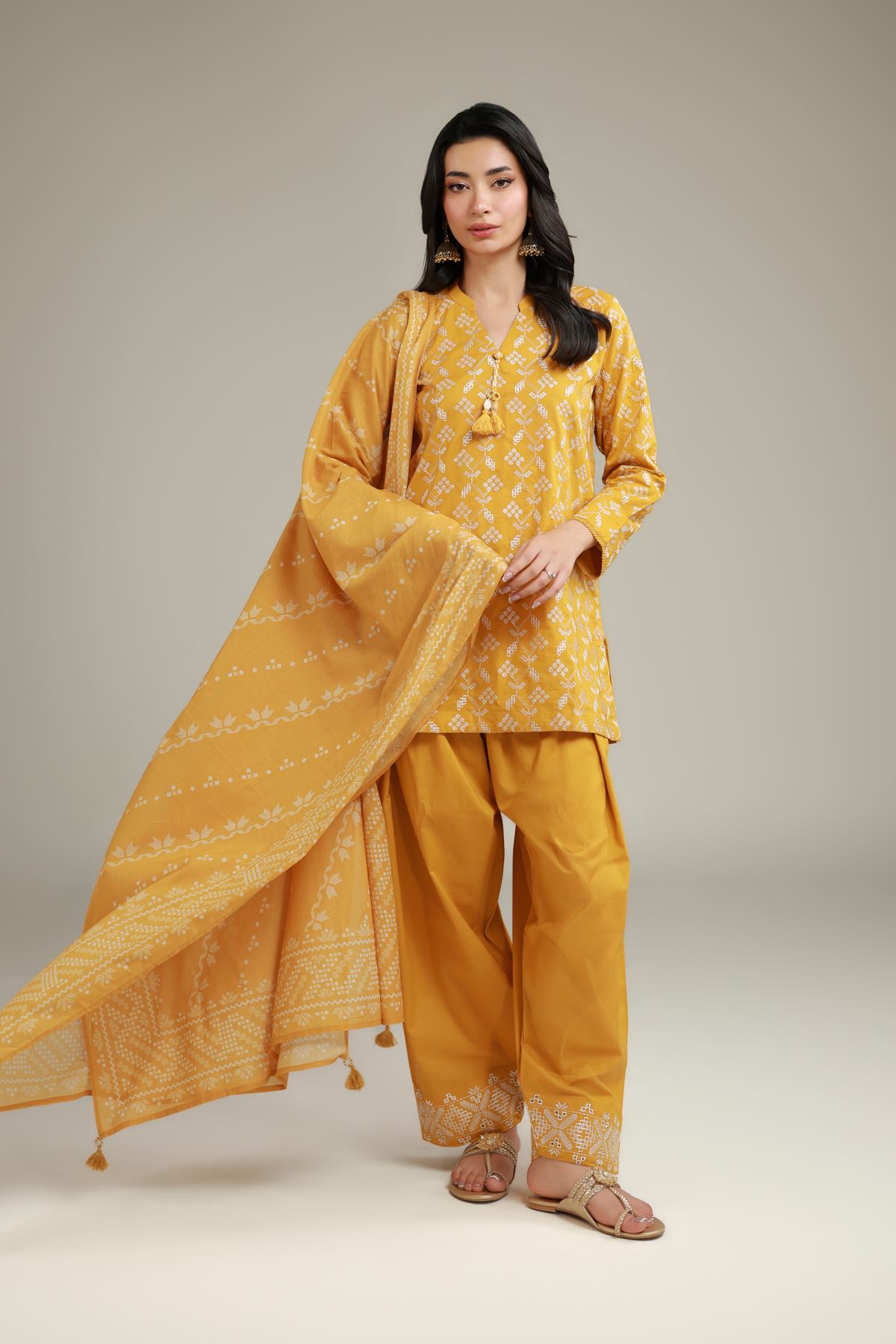 Embroidered Lawn Draped Lawn Dupatta - 25-10-11E4-03TB-VG