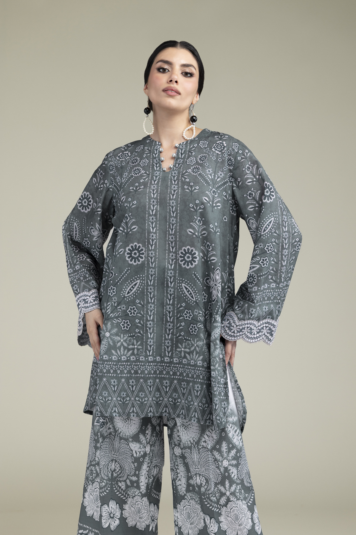 Embroidered Cambric Fabrics 2 Piece | Top and Bottom - A22-26-209FB1-VG