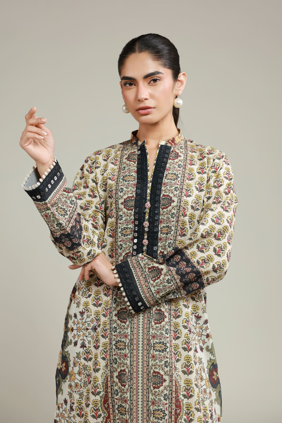 Embroidered Messuri Tailored 2 Piece | Top and Bottom - T-A22-26-113FC1-VG