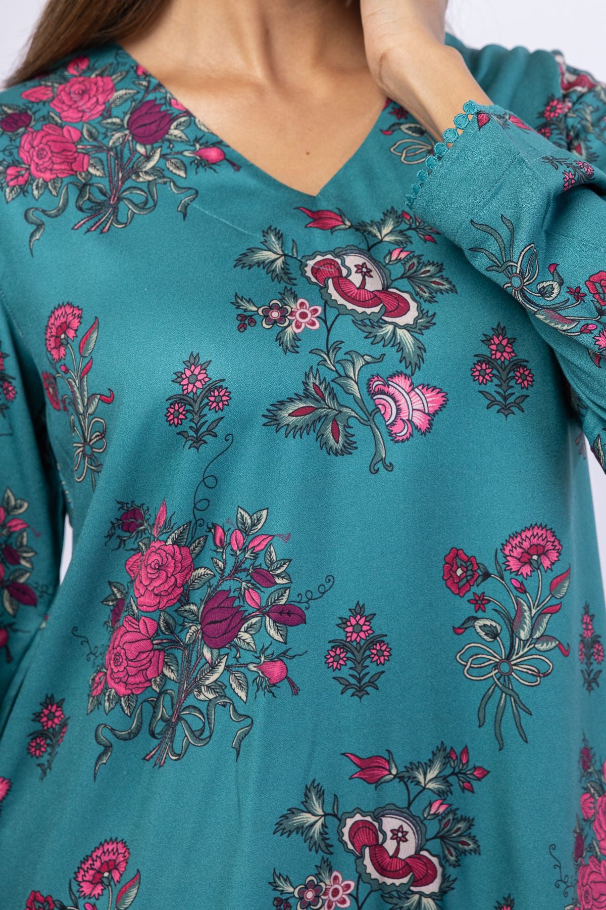 Printed Viscose Crepe Kurta - EST24183T-VG