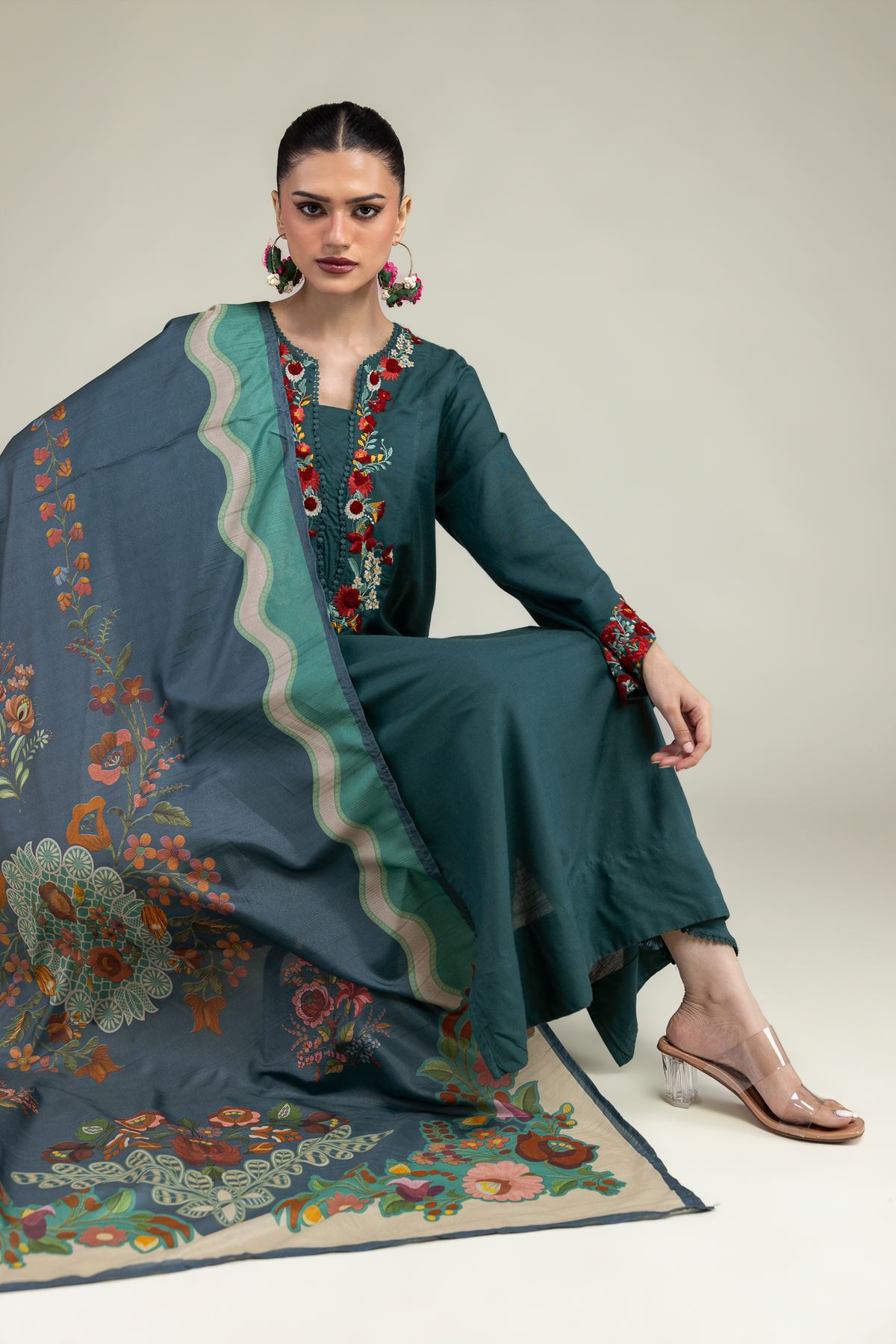 Embroidered Raw Silk Raw Silk Kurta - 1-26-225-A-C1-VG