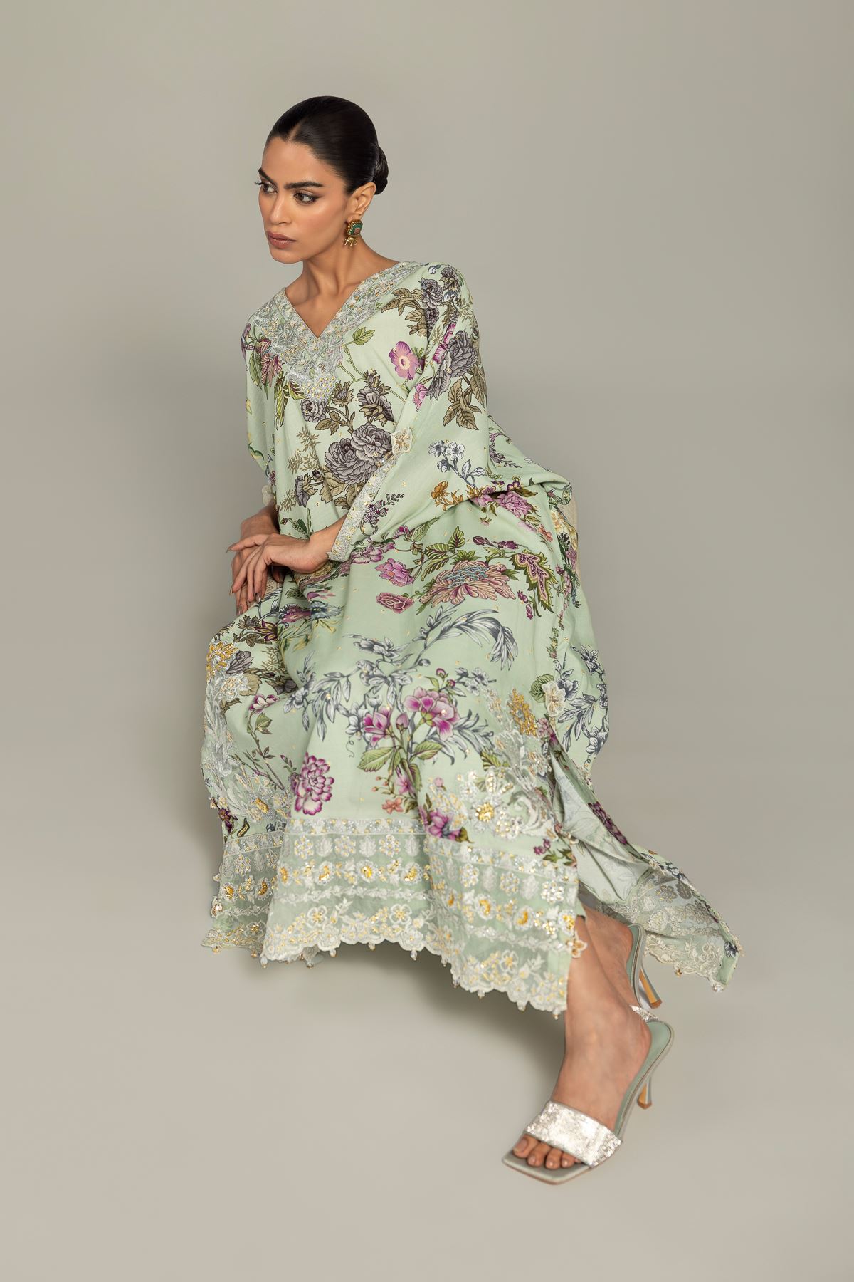 Embroidered Raw Silk 2-Piece Co-ord Set - 8-26-303-A-C1-VG