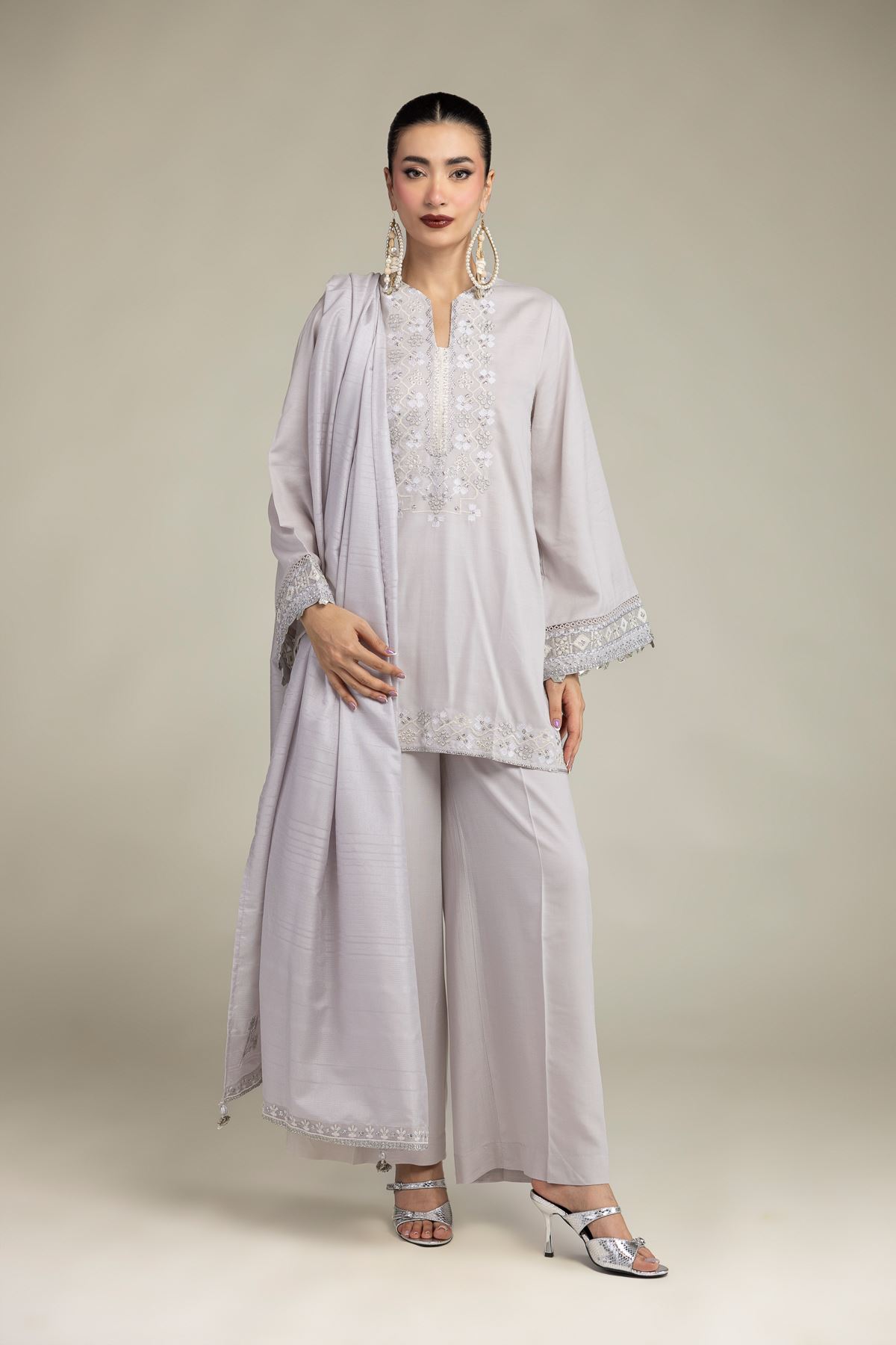 Embroidered Polyester Silk Polyester Silk Dupatta - 2-26-207-A-C1-VG